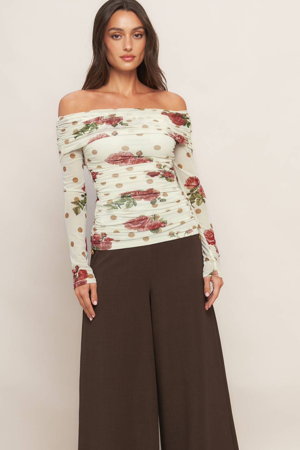 CREAM & BLOOM DELIGHT POWER MESH TOP Flying Tomato