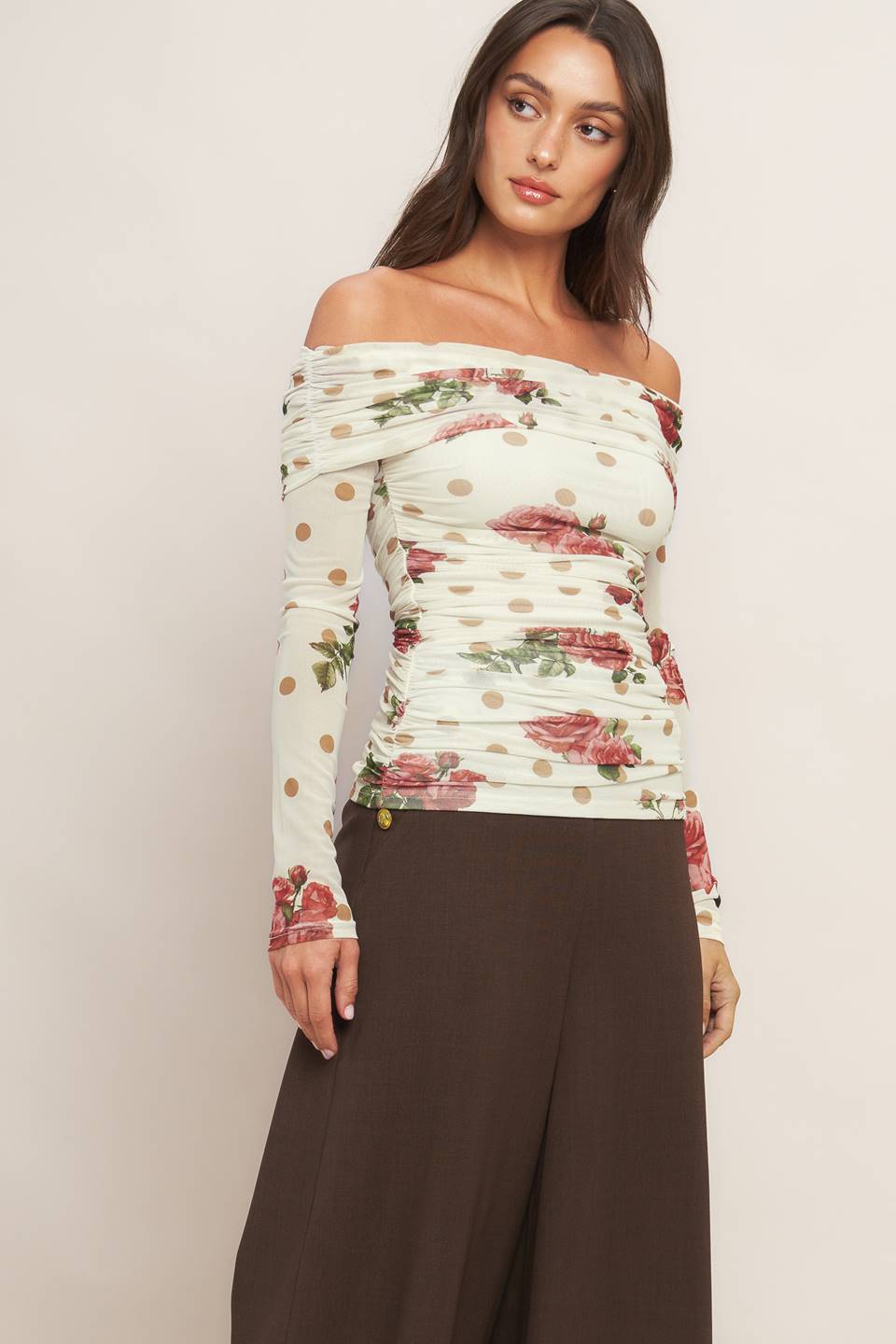 CREAM & BLOOM DELIGHT POWER MESH TOP Flying Tomato