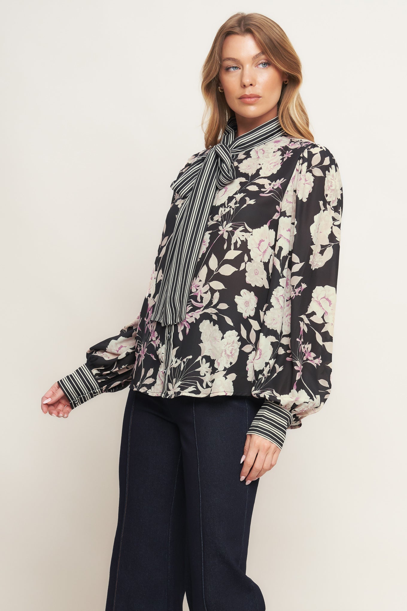 GARDEN GLAM BLACK WOVEN TOP Flying Tomato