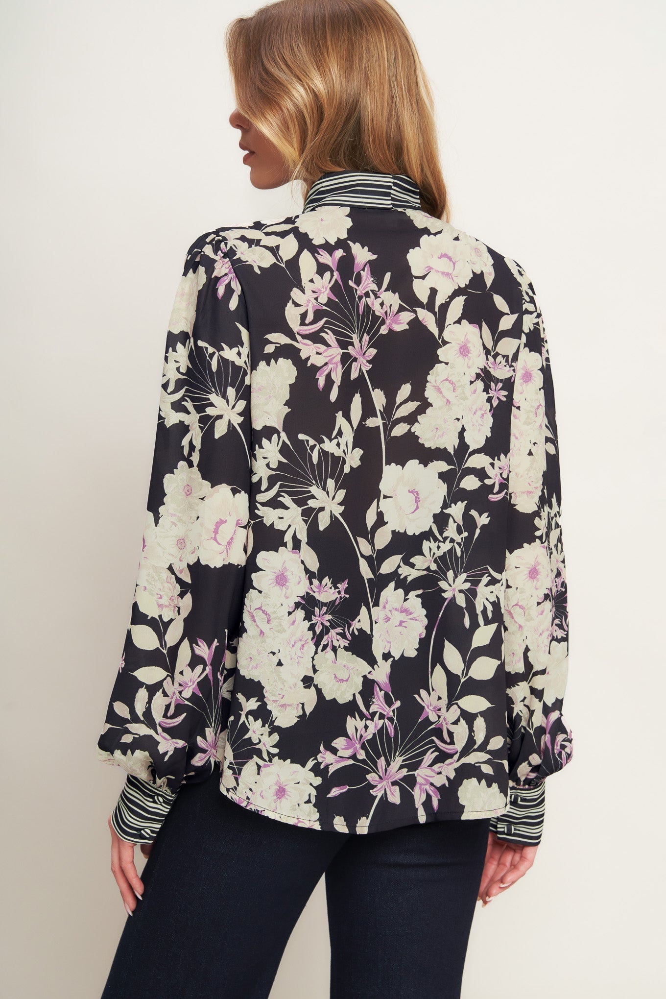 GARDEN GLAM BLACK WOVEN TOP Flying Tomato