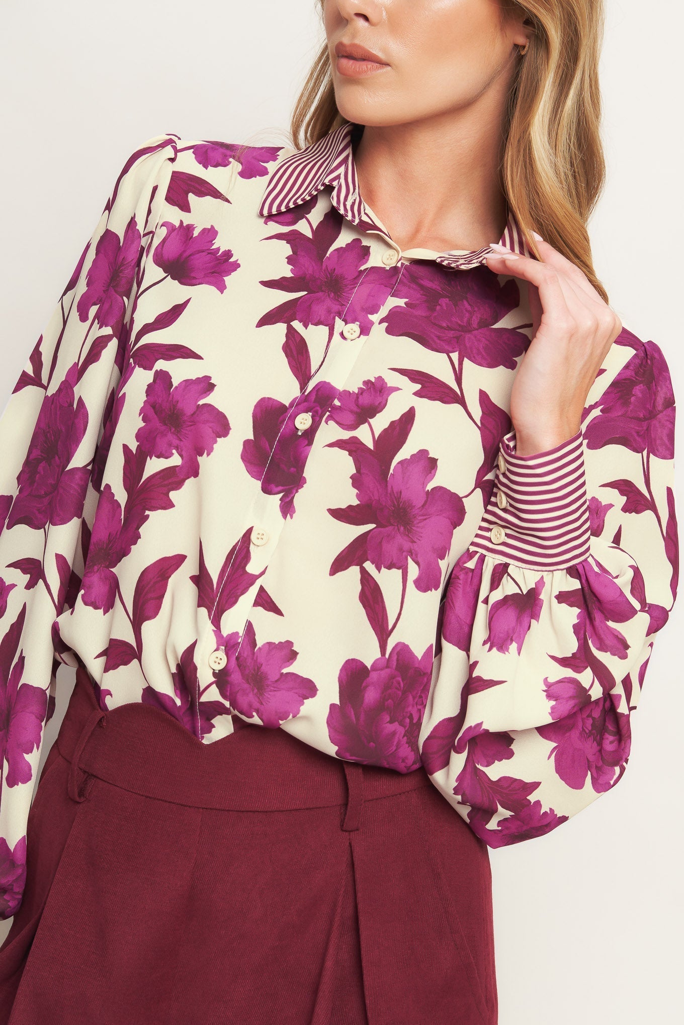 SWEET BOTANICAL CHARM WOVEN TOP Flying Tomato