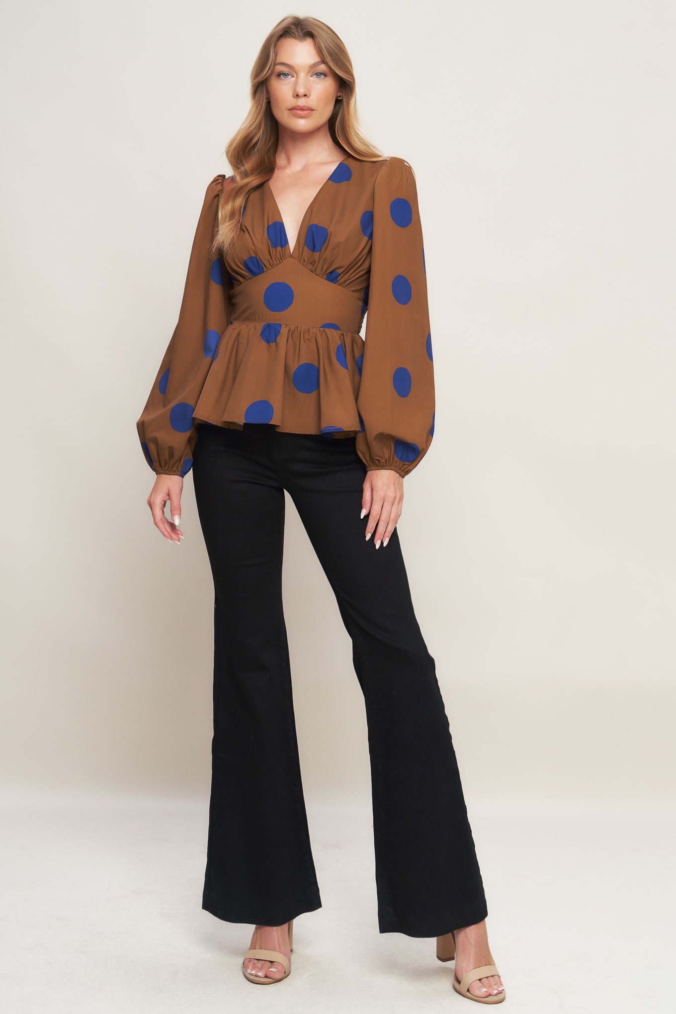 BLUE MOON DOTS WOVEN TOP Flying Tomato