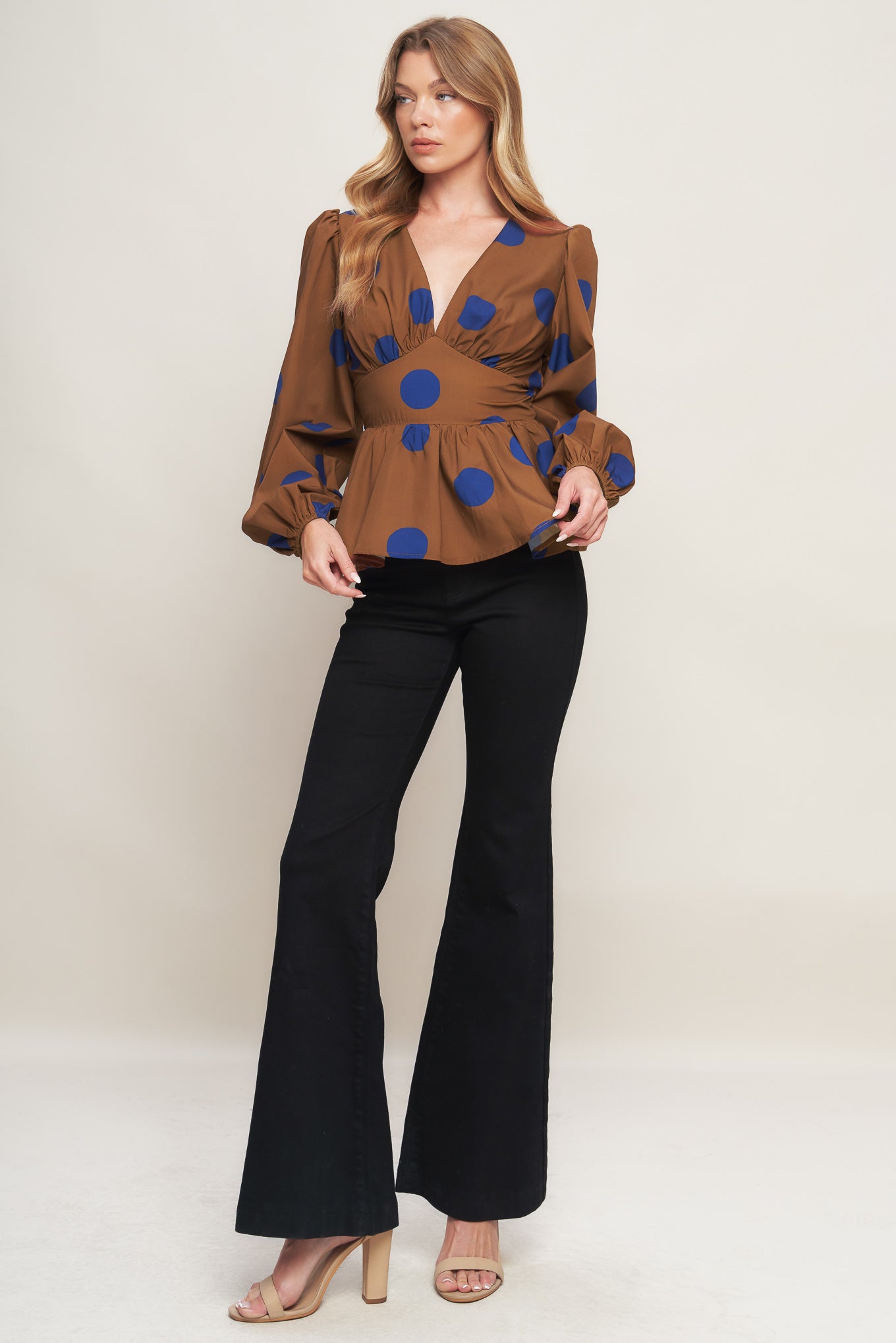 BLUE MOON DOTS WOVEN TOP Flying Tomato