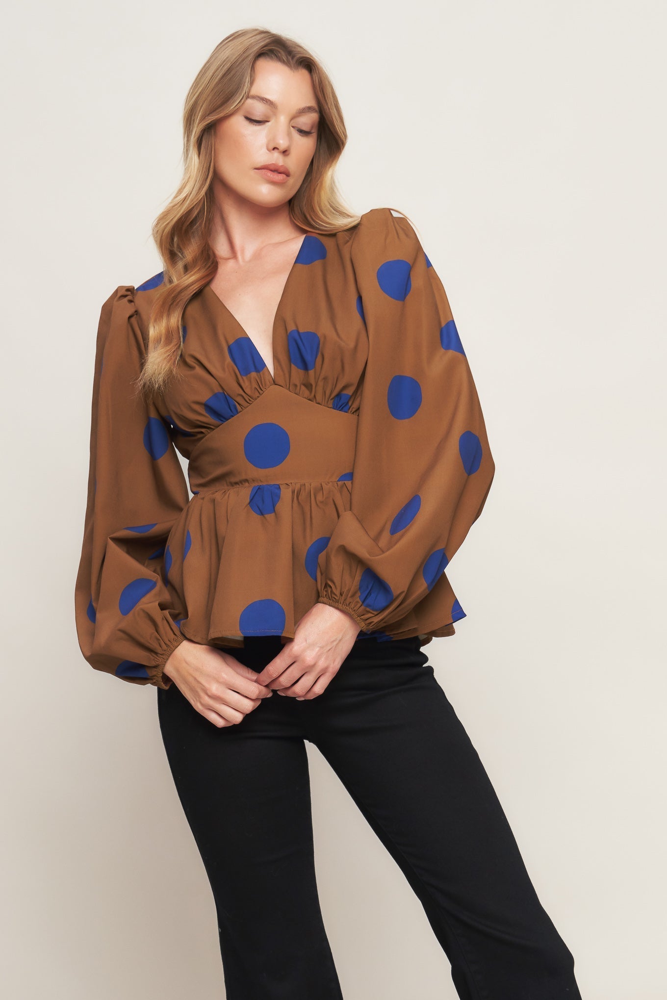 BLUE MOON DOTS WOVEN TOP Flying Tomato
