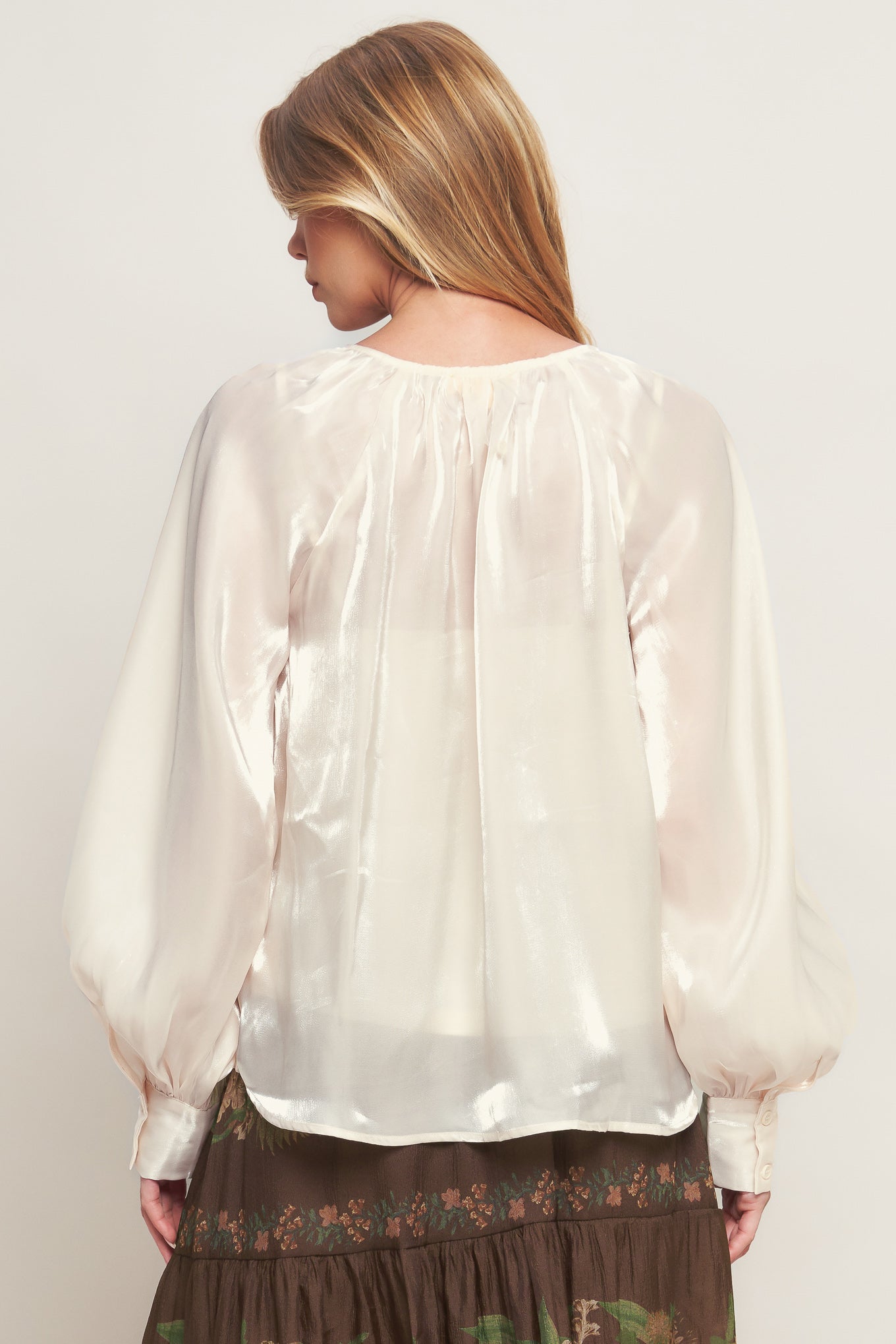 ETERNAL PEARL CHARM WOVEN PEASANT TOP Flying Tomato