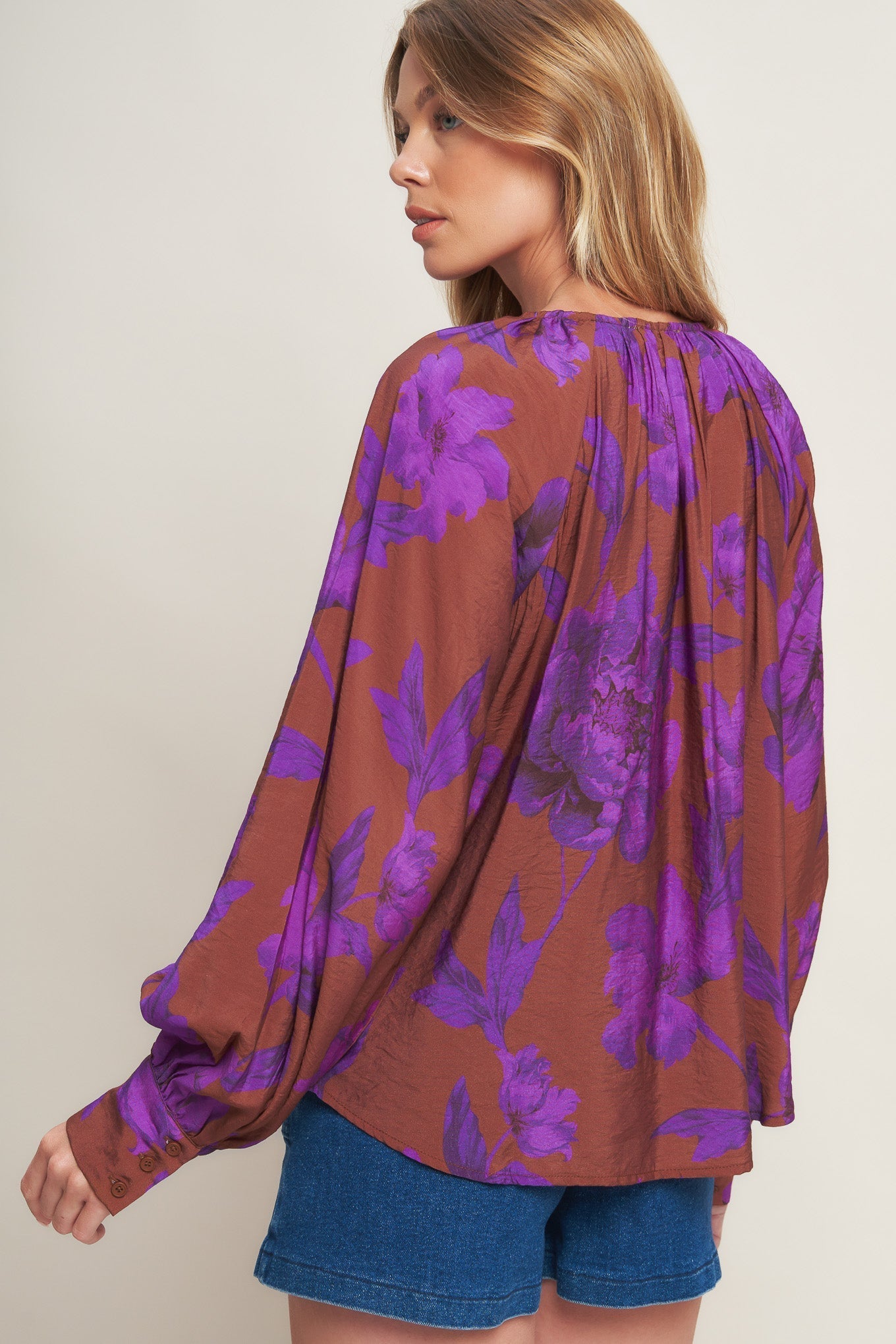 VIOLET DREAM WOVEN PEASANT TOP Flying Tomato