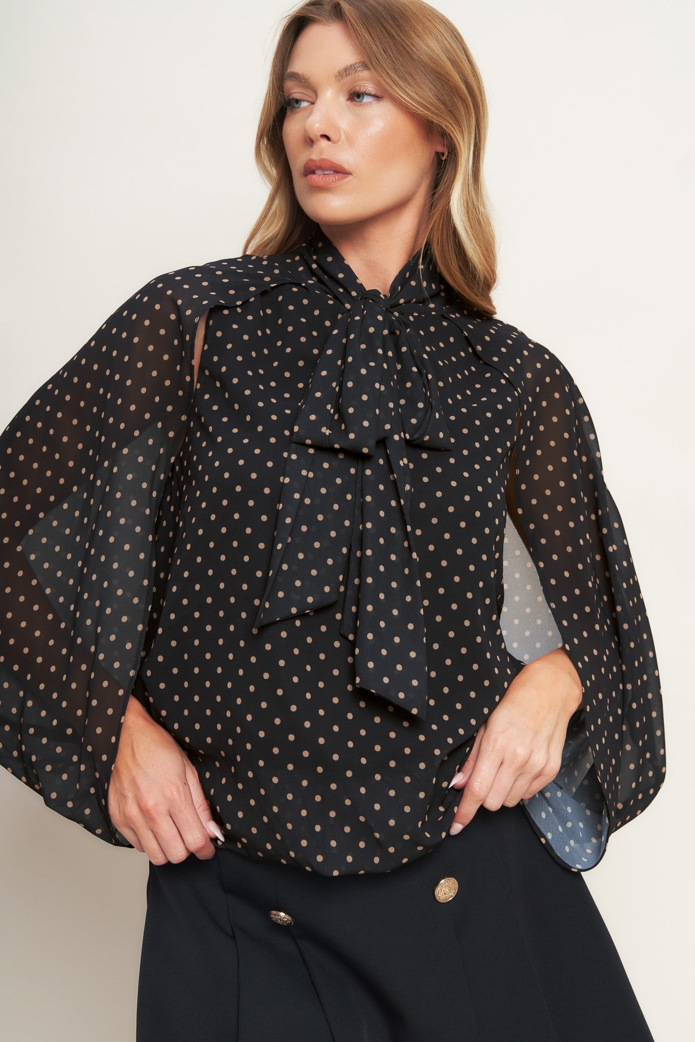 MIDNIGHT DOT CHIC WOVEN TOP Flying Tomato