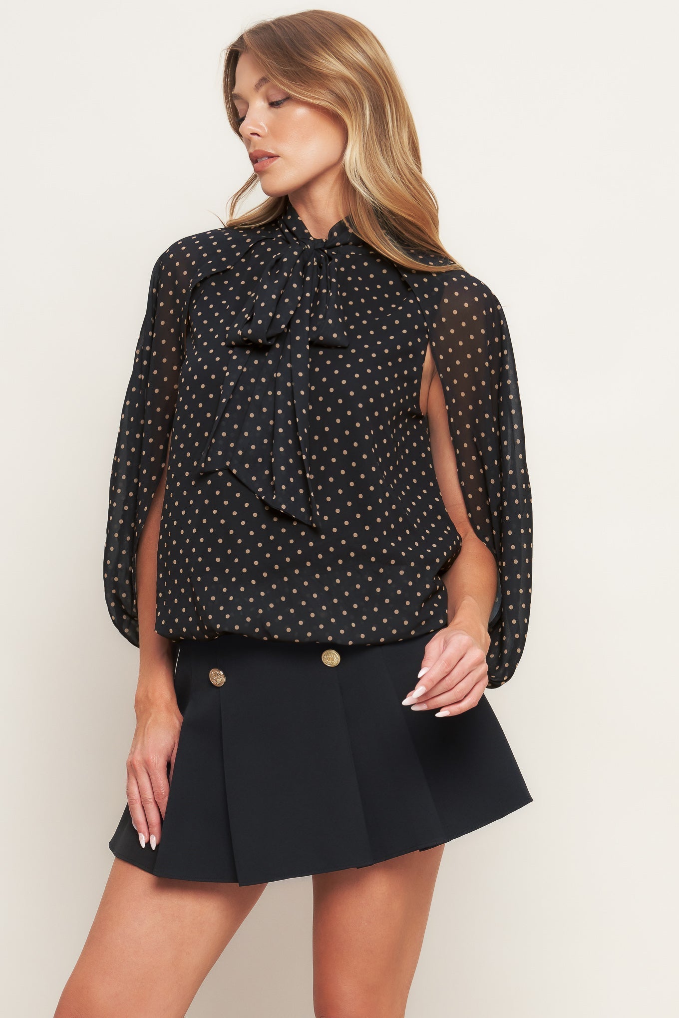MIDNIGHT DOT CHIC WOVEN TOP Flying Tomato