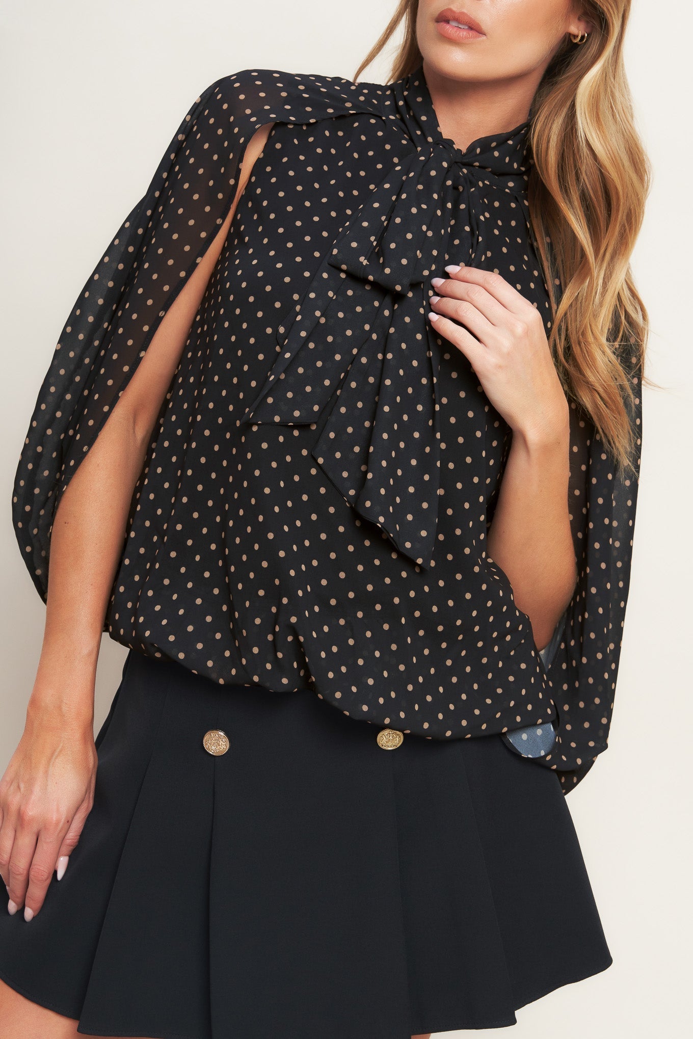 MIDNIGHT DOT CHIC WOVEN TOP Flying Tomato