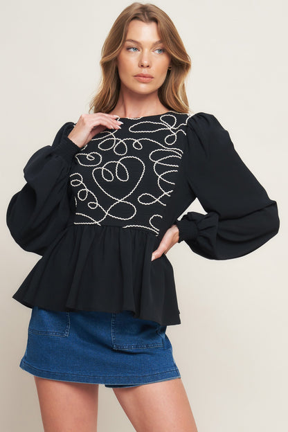 BLACK CANVAS WOVEN TOP