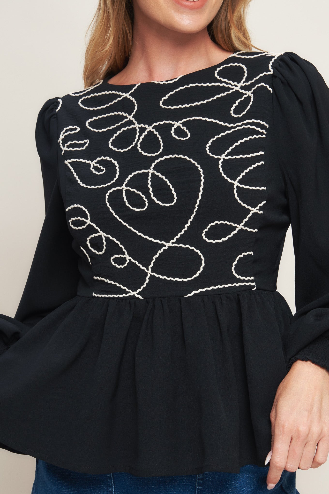 BLACK CANVAS WOVEN TOP Flying Tomato