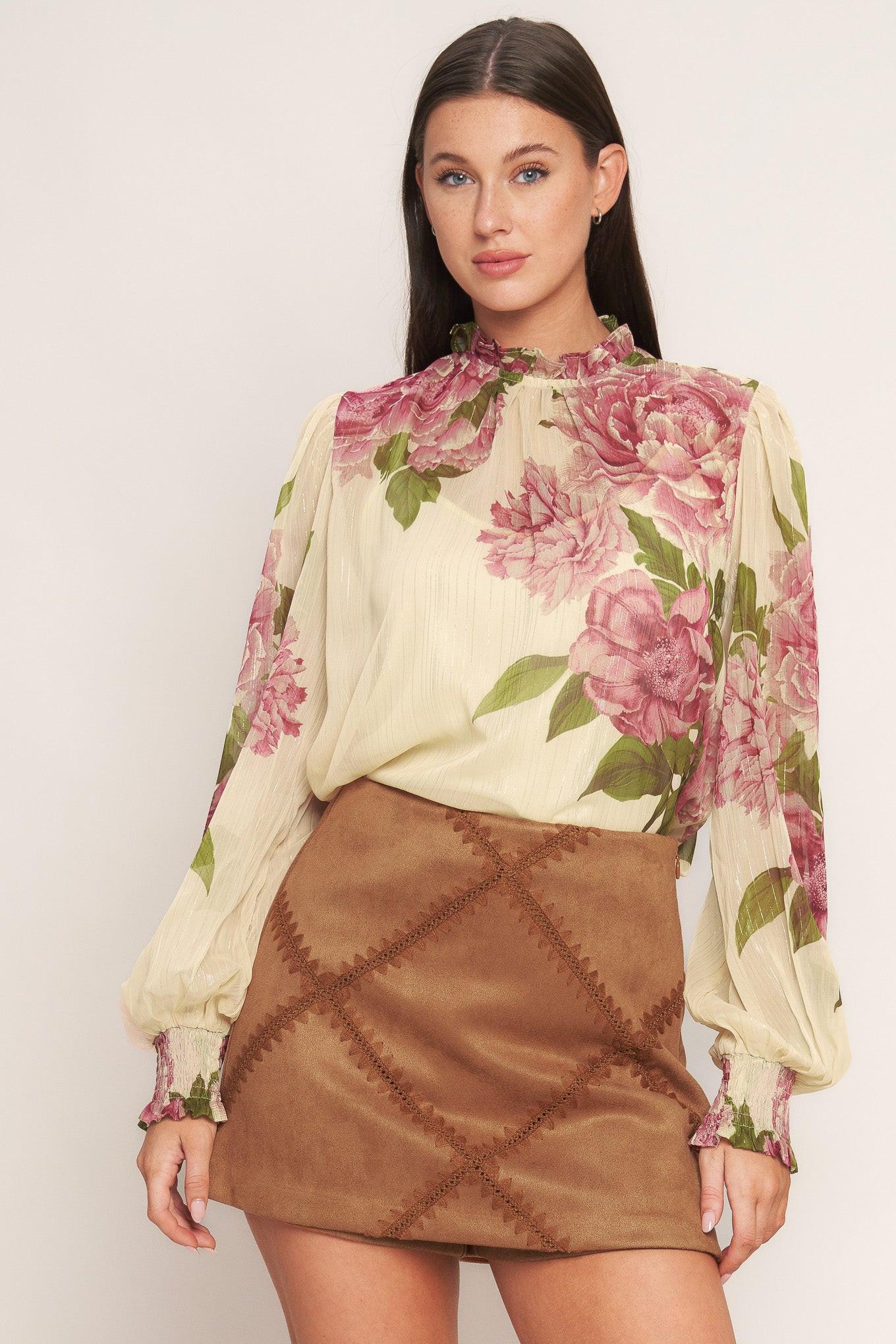 Flying Tomato Romantic Heritage Woven Top, a stylish and quality women's top with intricate woven details, perfect for a soph