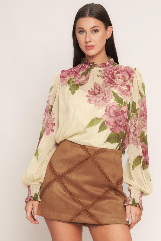 Flying Tomato Romantic Heritage Woven Top, a stylish and quality women's top with intricate woven details, perfect for a soph
