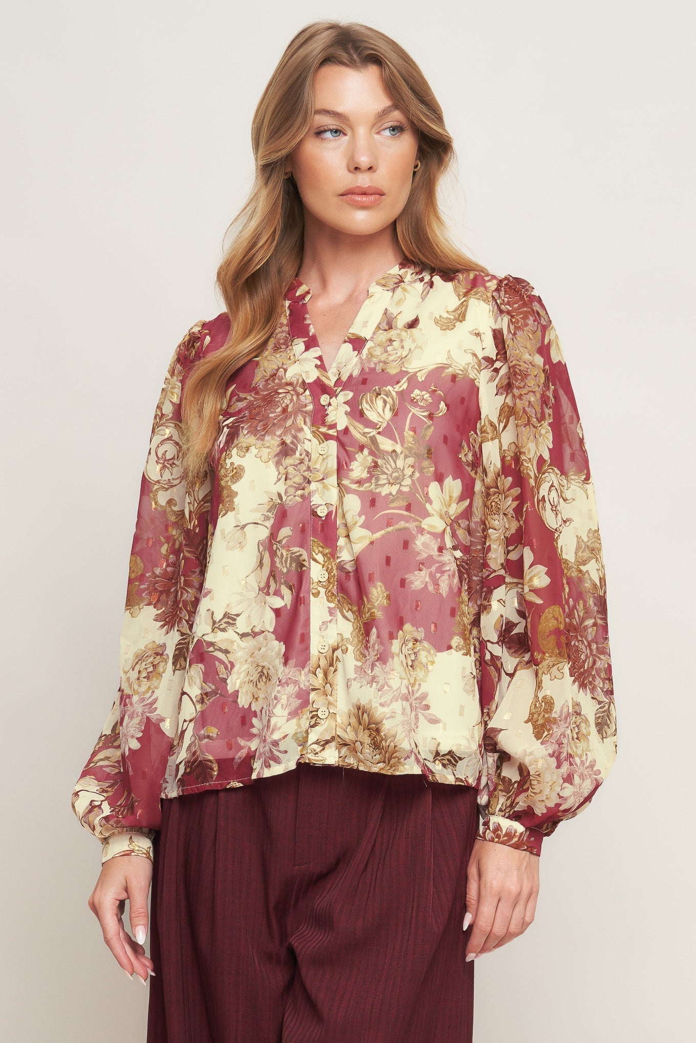 CHATEAU FLORAL WOVEN TOP Flying Tomato