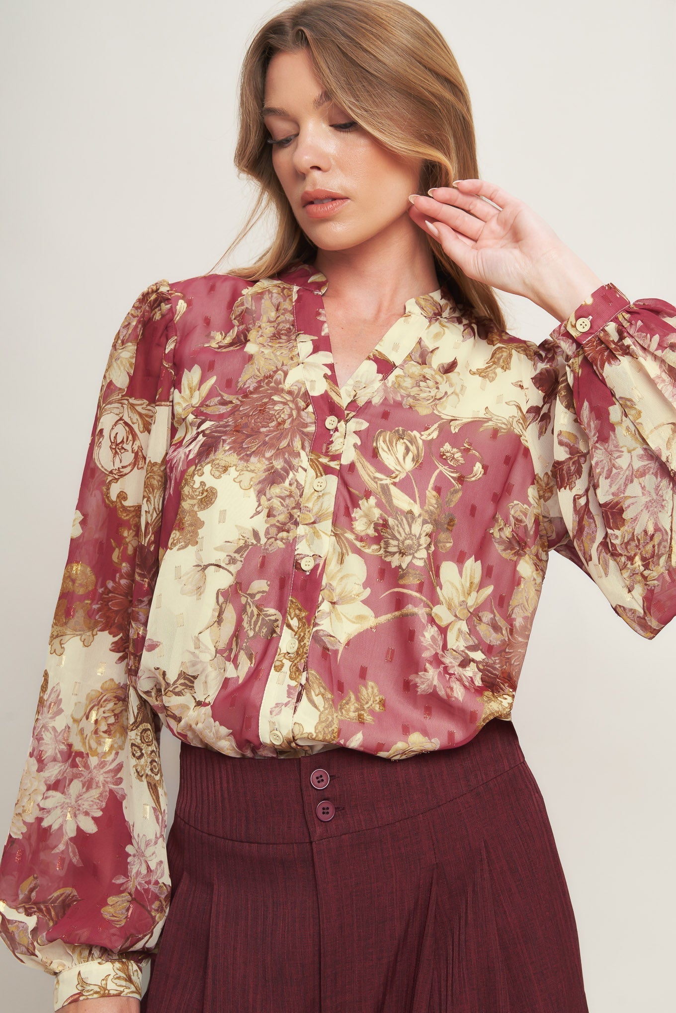 CHATEAU FLORAL WOVEN TOP Flying Tomato