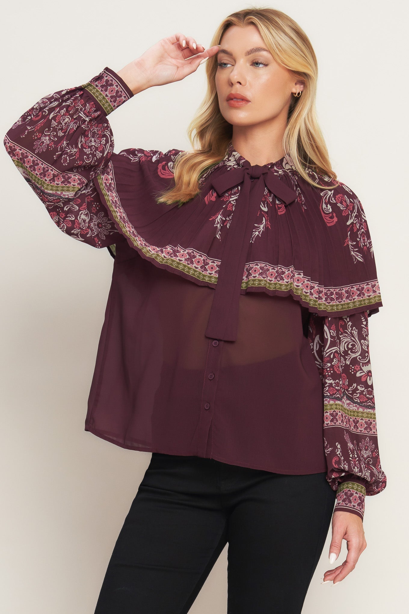 AZTEC CHERRY WOVEN TOP Flying Tomato