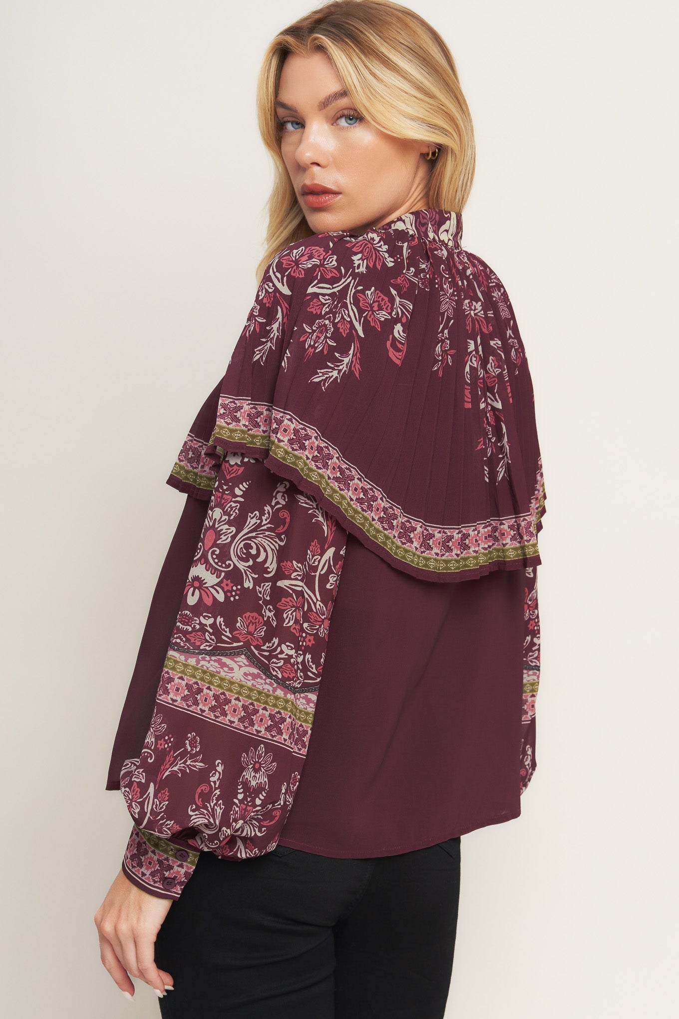 AZTEC CHERRY WOVEN TOP Flying Tomato