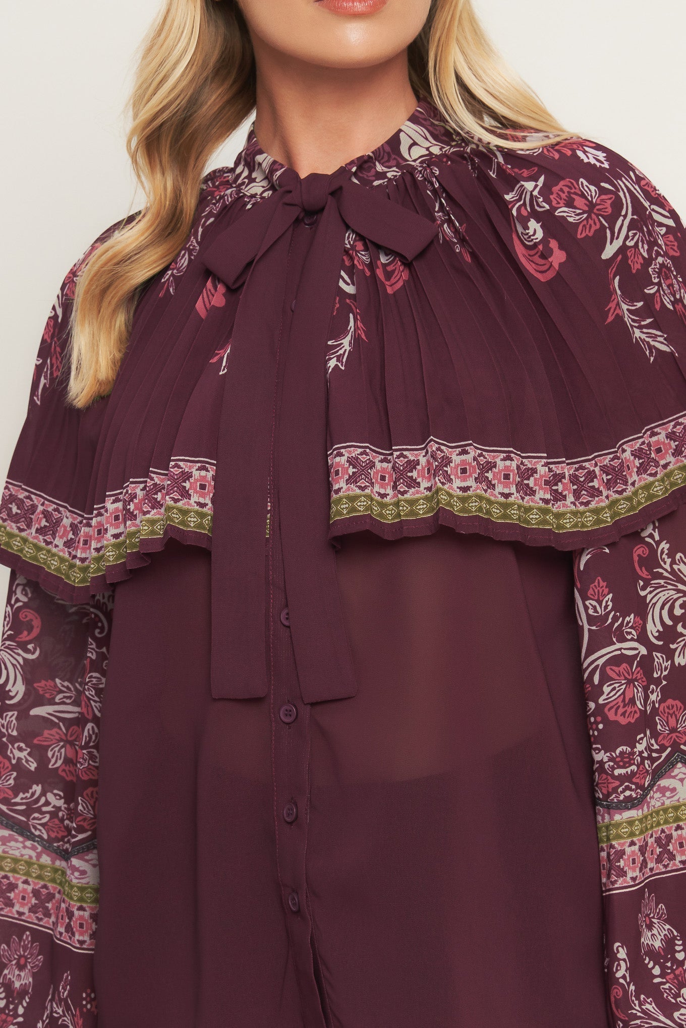 AZTEC CHERRY WOVEN TOP Flying Tomato