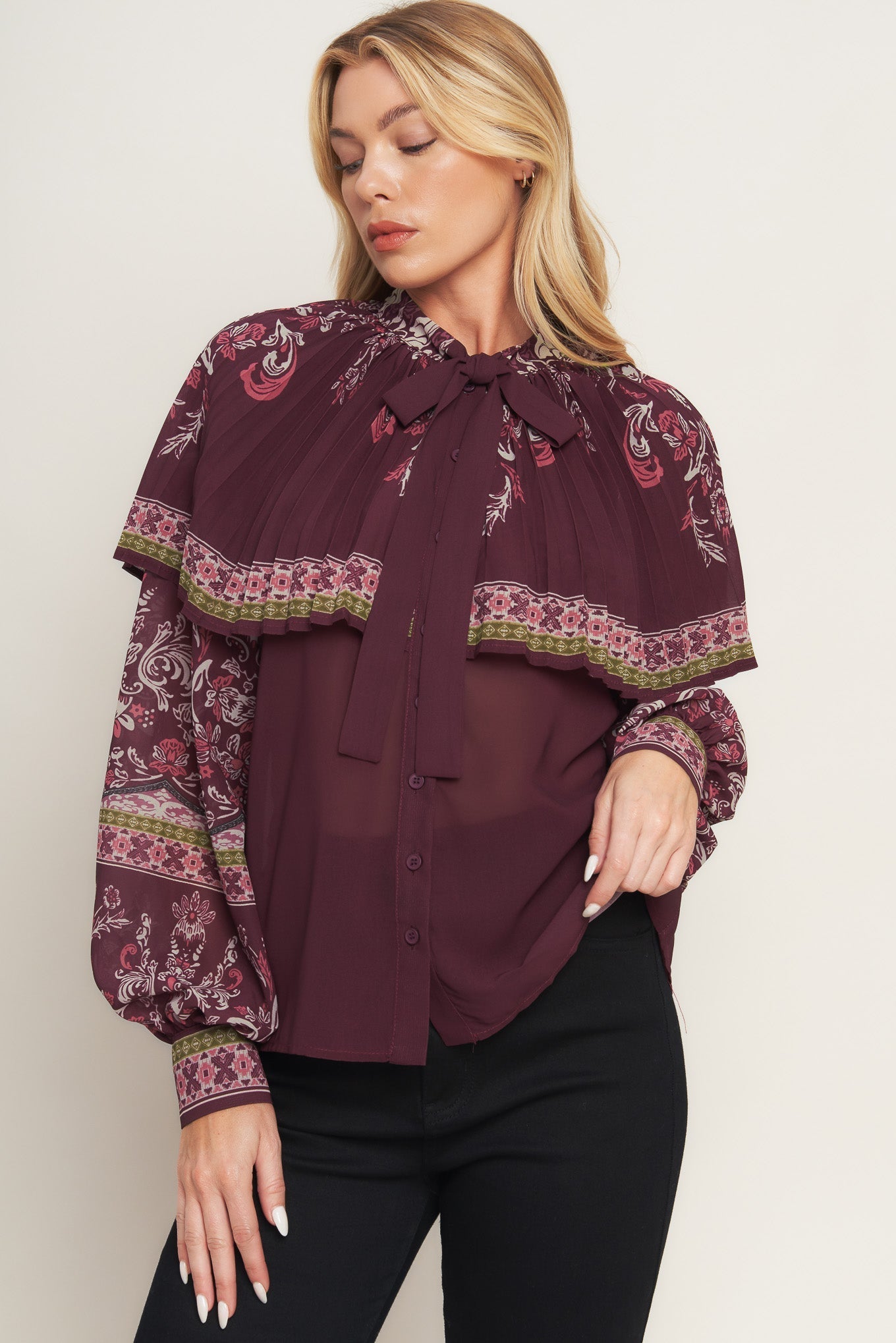 AZTEC CHERRY WOVEN TOP Flying Tomato