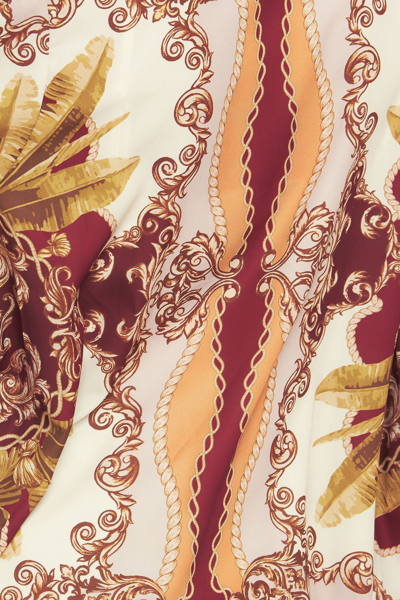 Renaissance Dream Printed Woven Top With Front Bow Tie Flying Tomato