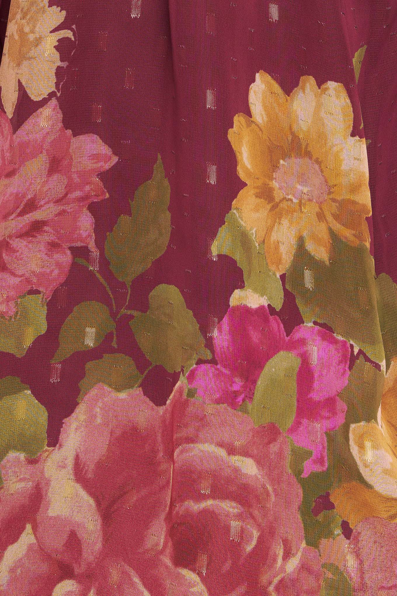 Flora Romantica Woven Top Ruffled Neckline Front Tie Flying Tomato