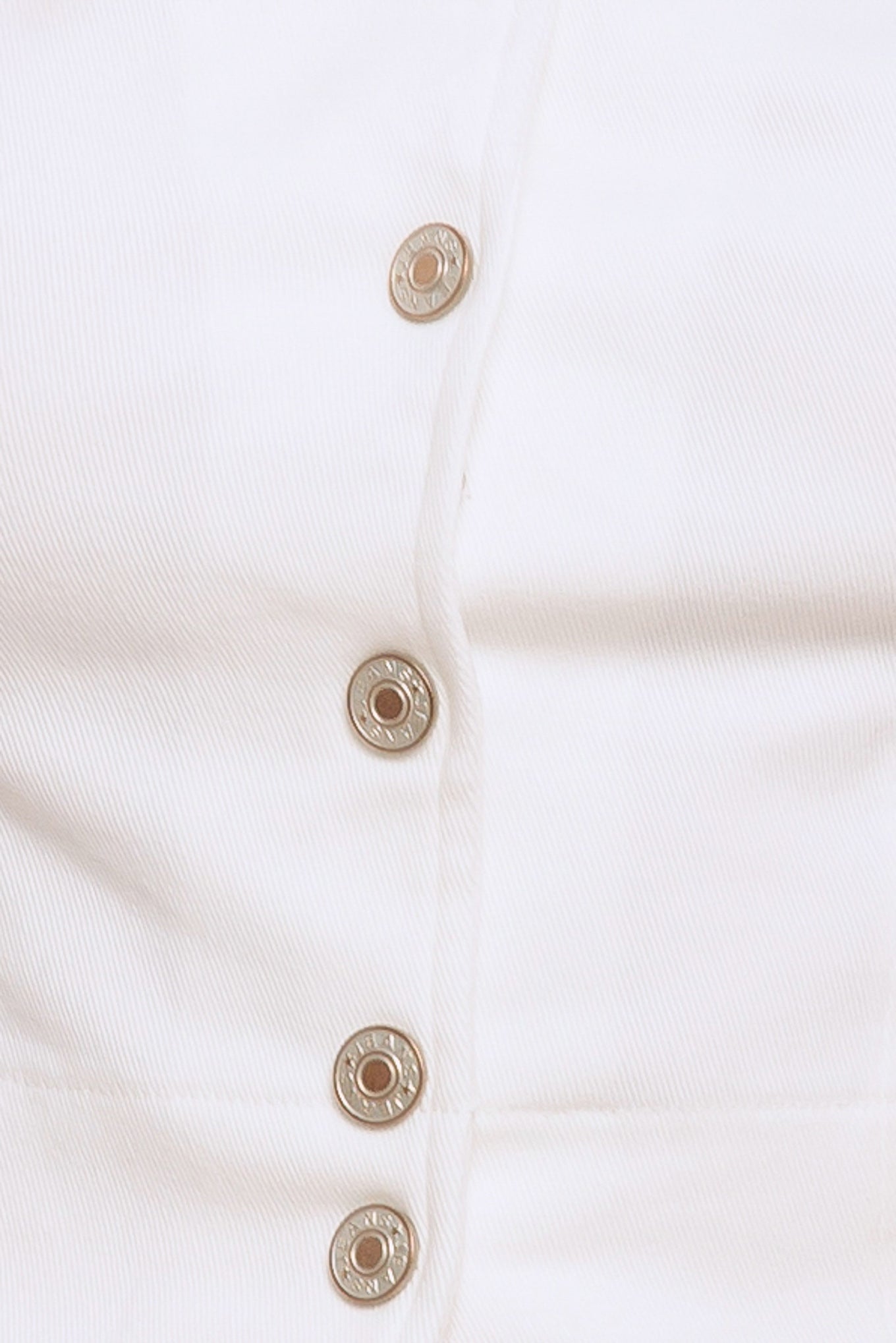 White Woven Crop Top With Front Button Closure Sleeveless Round Neckline Flying Tomato