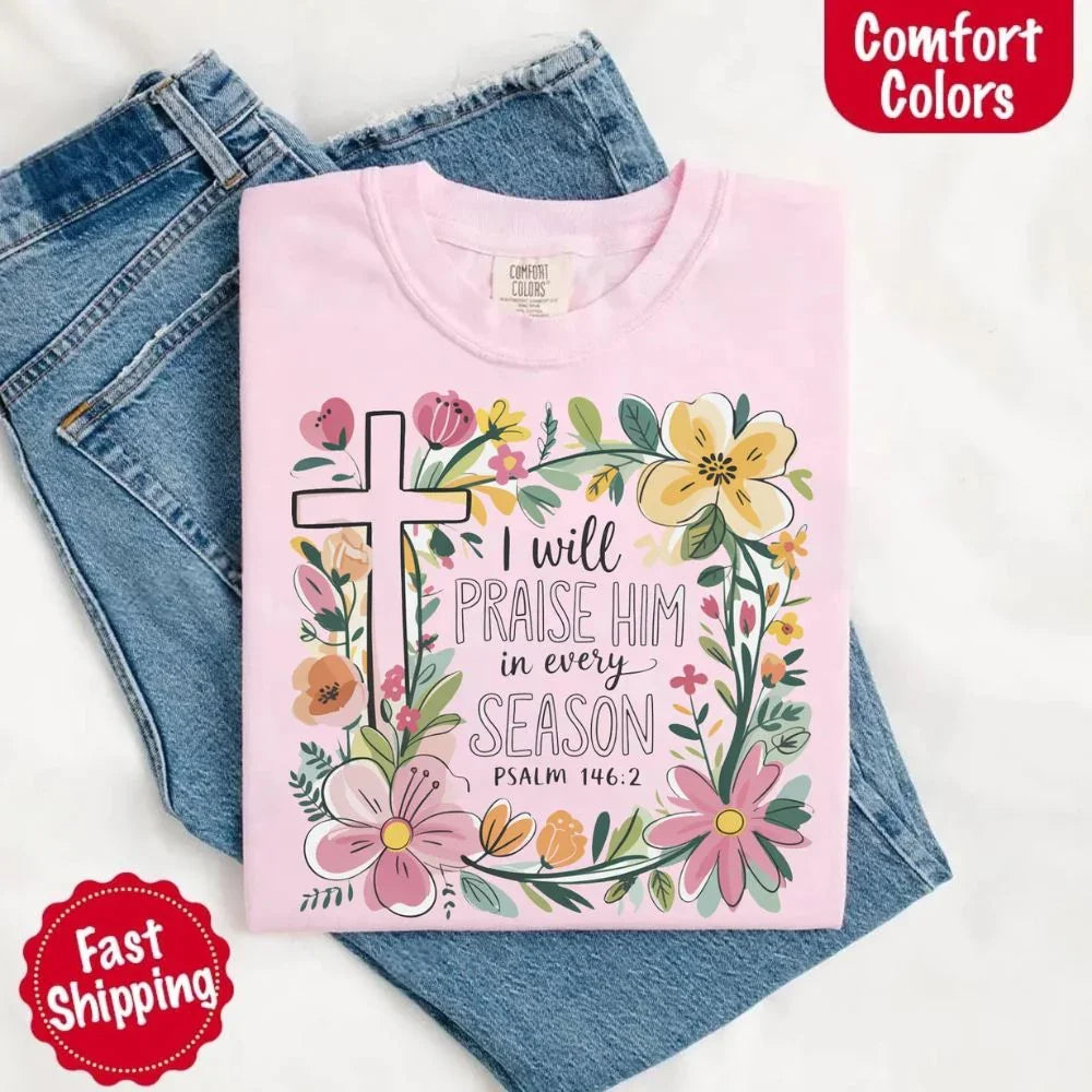 Styled flat lay of the Adorb Custom Tees faith based apparel, paired with jeans for a casual, inspirational look.