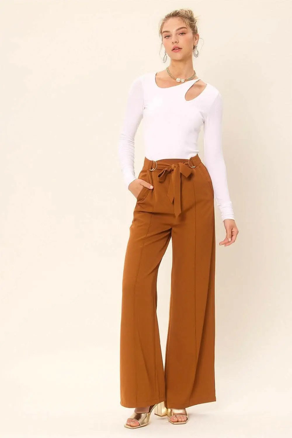 Idem Ditto Front Cut Out Long Sleeve Knit Top - Love Salve 