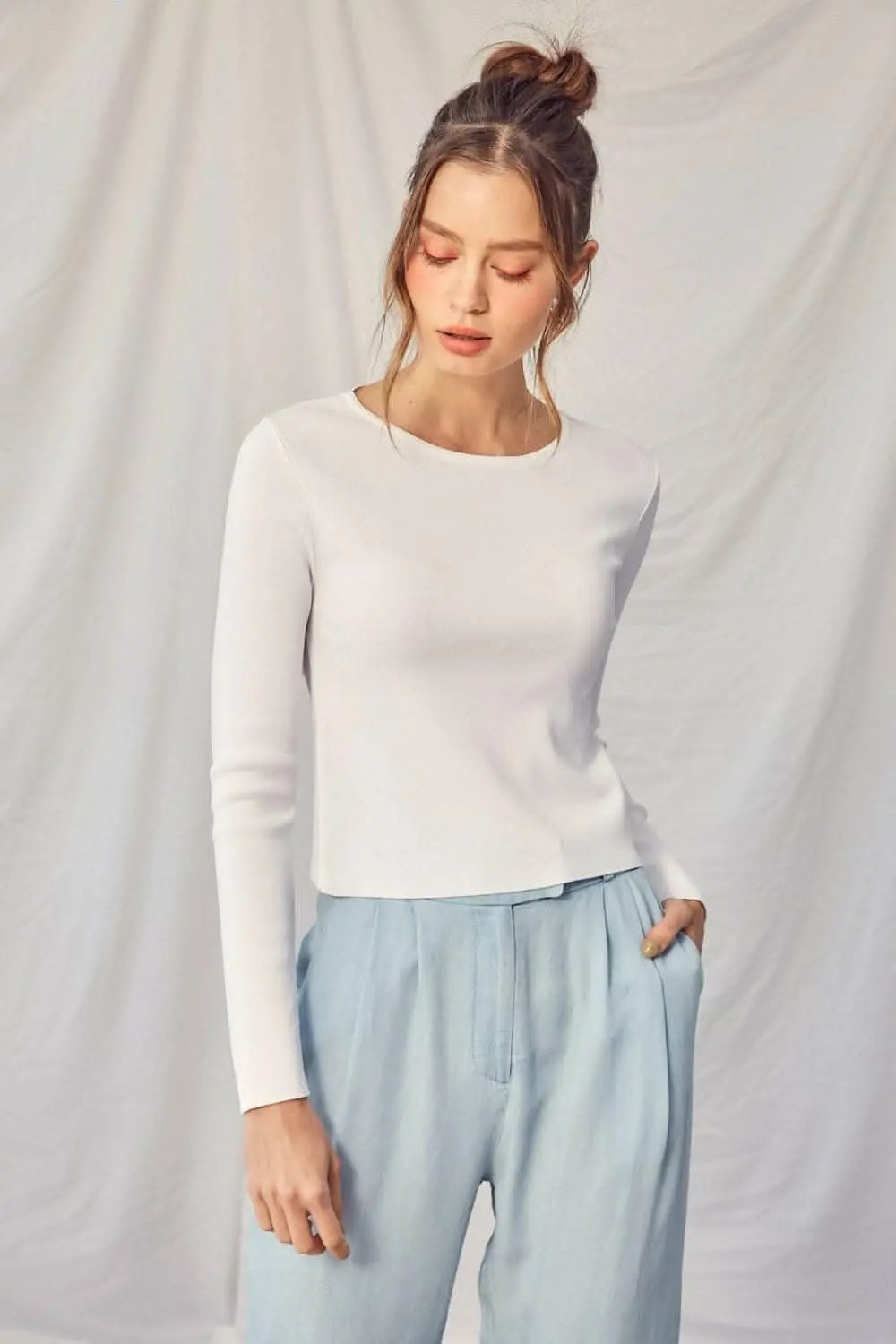 Idem Ditto Twisted Backless Long Sleeve Knit Top - Love Salve 