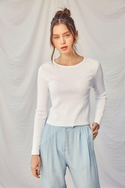 Idem Ditto Twisted Backless Long Sleeve Knit Top - Love Salve 