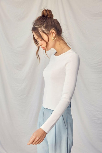 Idem Ditto Twisted Backless Long Sleeve Knit Top - Love Salve 