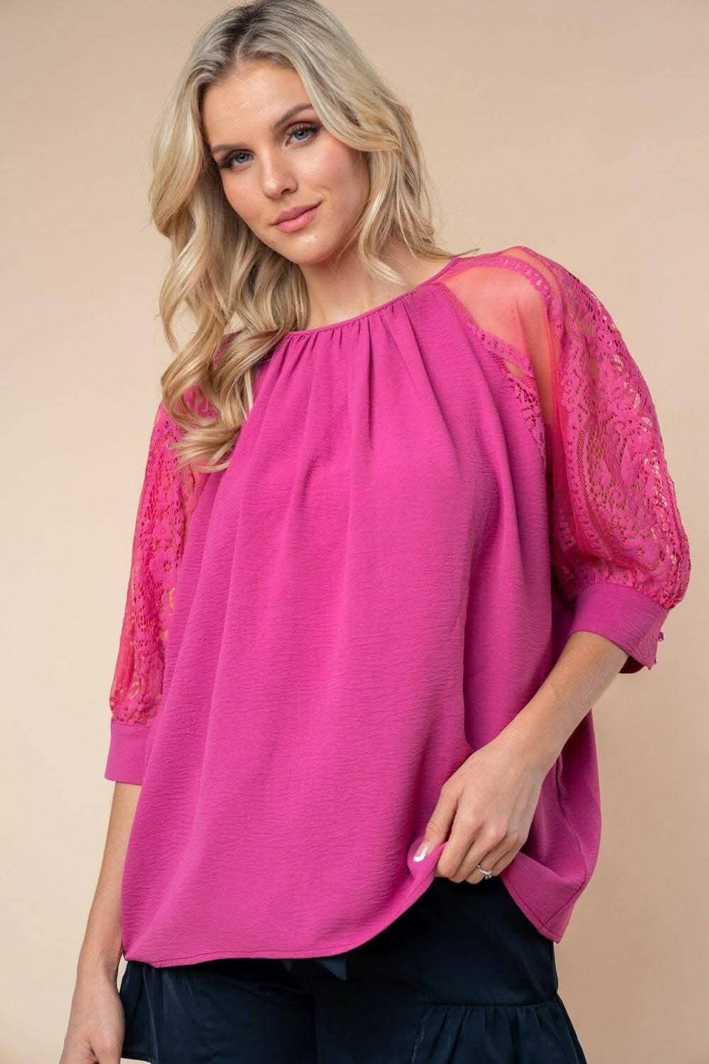 Ivory Lace Detailed Sheer Blouse 