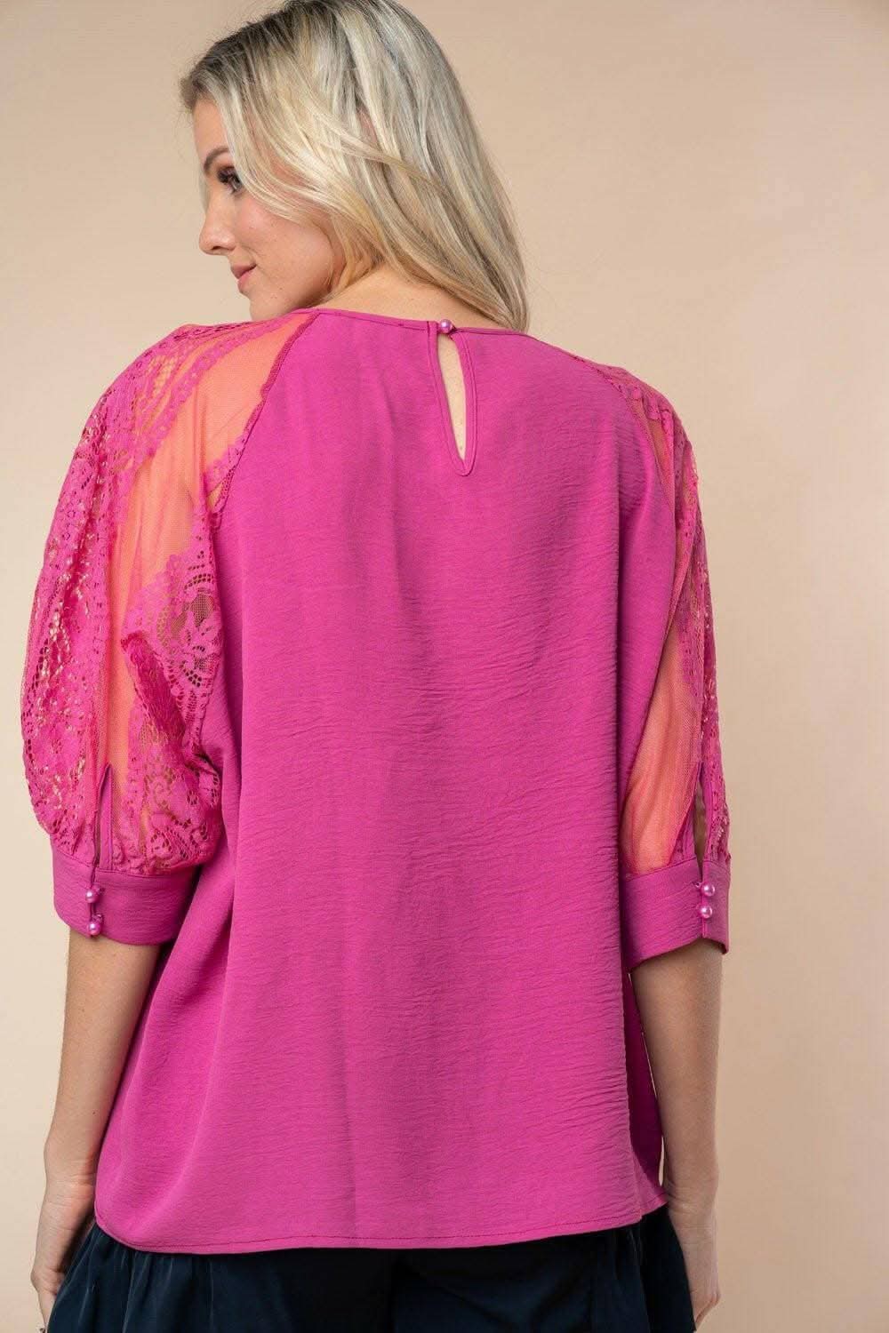 Ivory Lace Detailed Sheer Blouse 