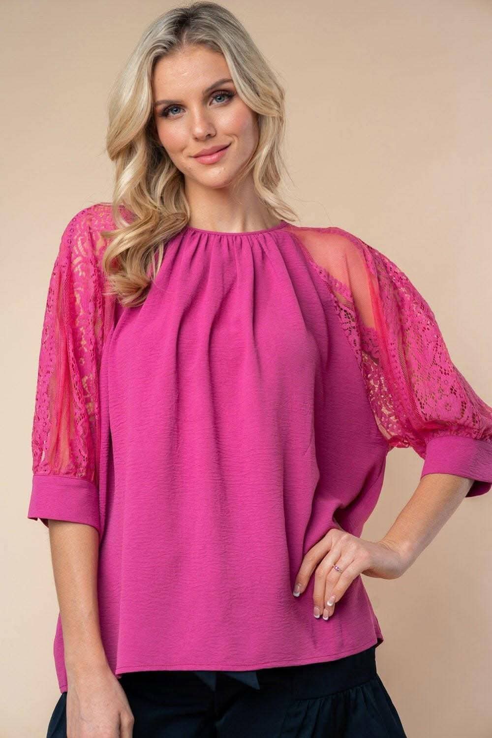 Ivory Lace Detailed Sheer Blouse 