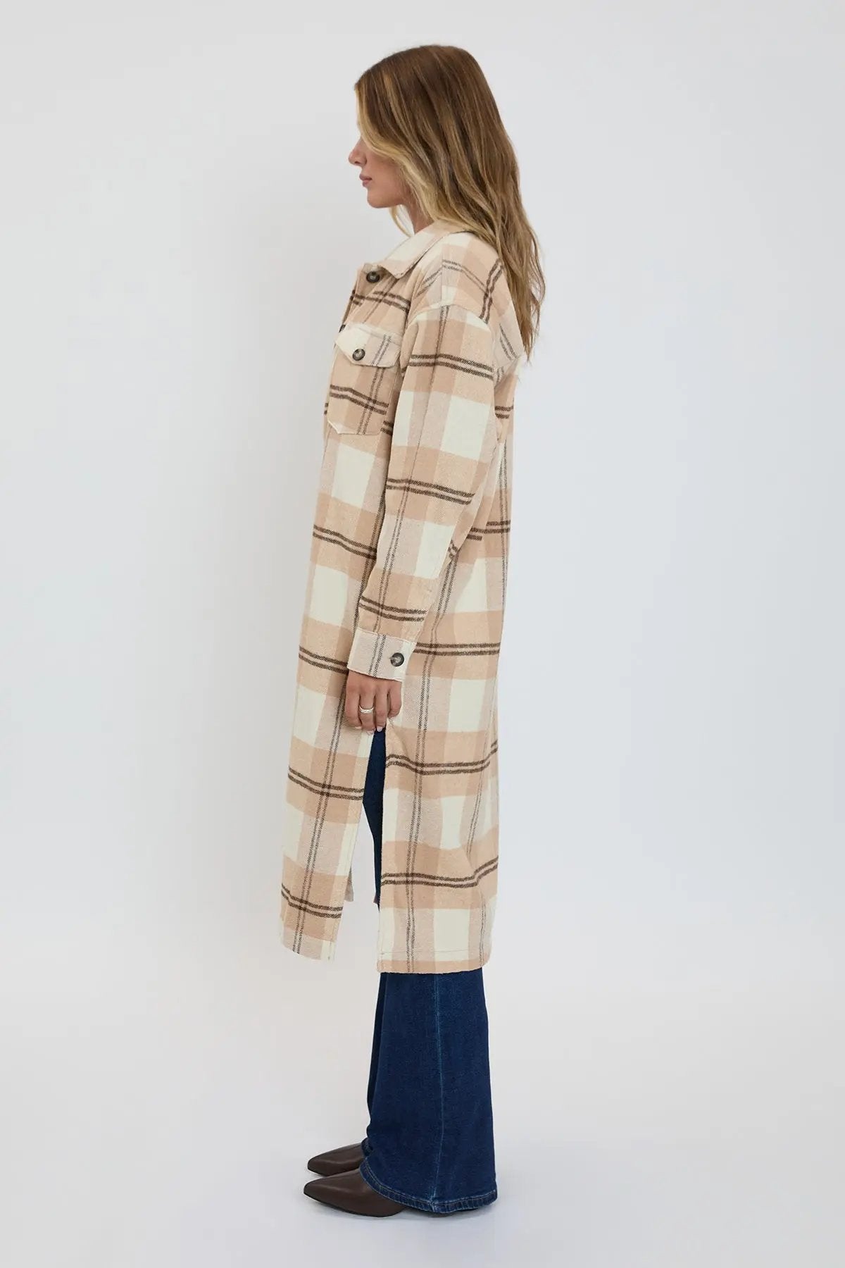 Women's Plaid Shacket Long Duster - Love Salve