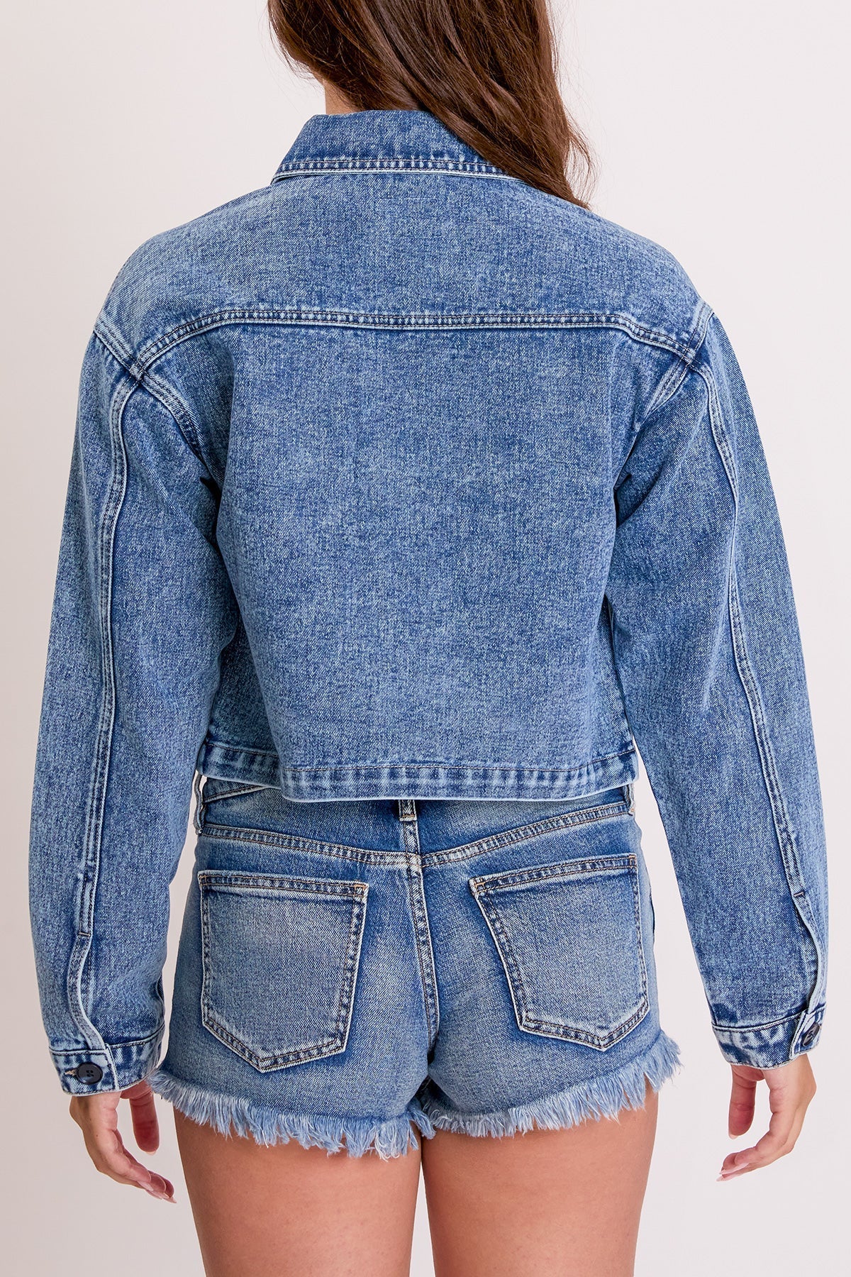 Women's Cropped Trucker Denim Jacket YMI JEANS