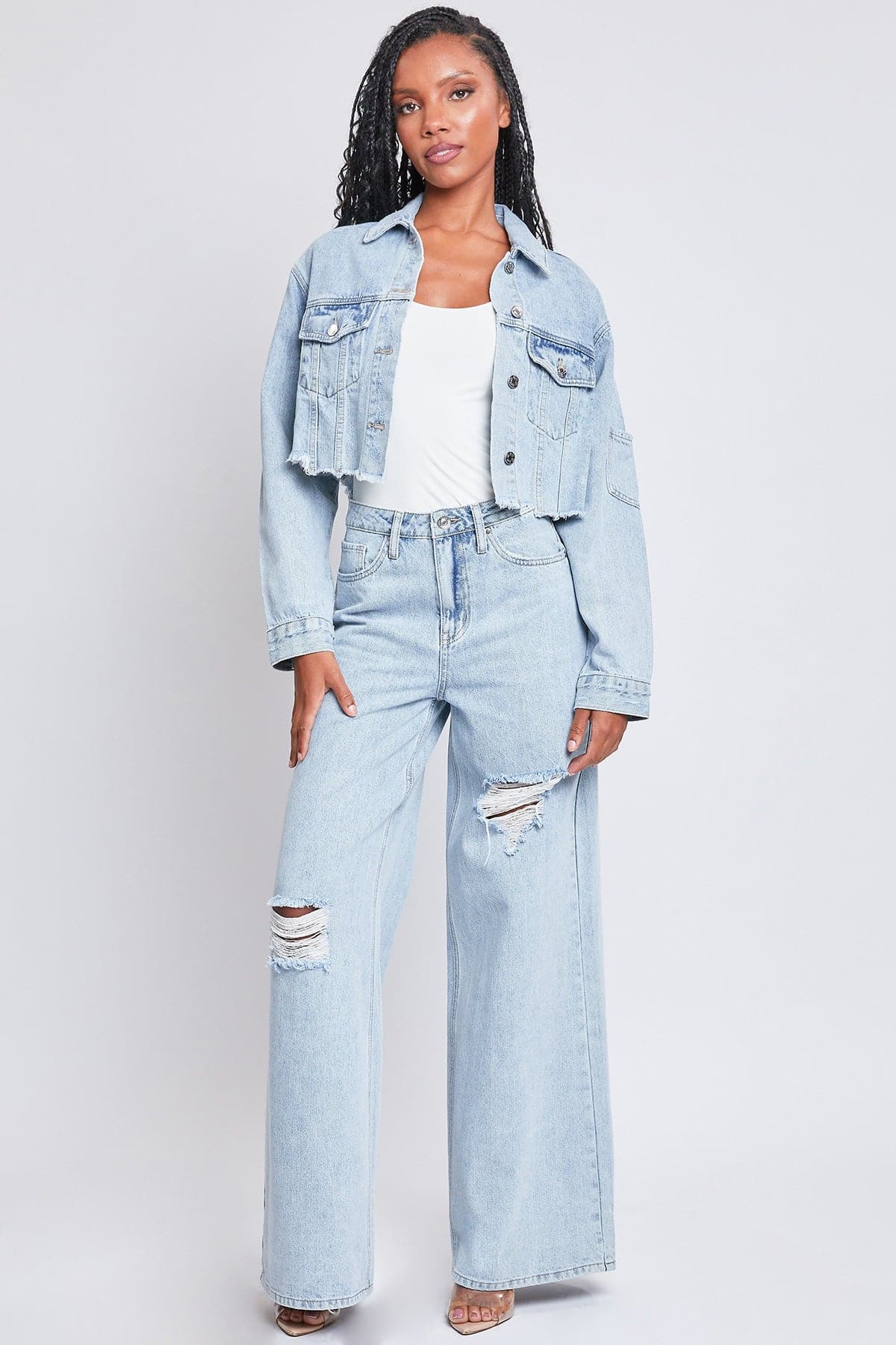 Women's Cropped Denim Jacket YMI JEANS