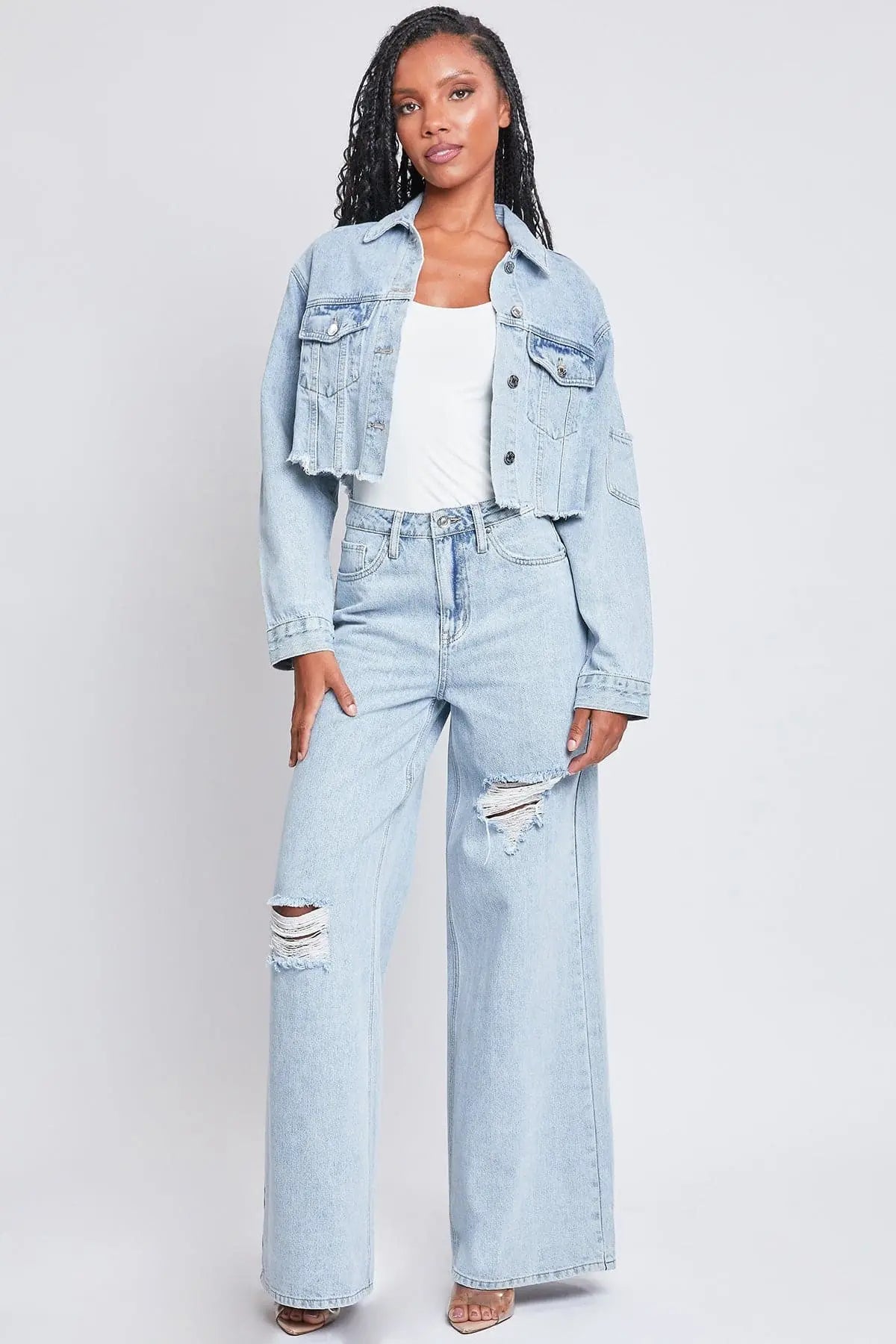 Women's Cropped Denim Jacket YMI JEANS
