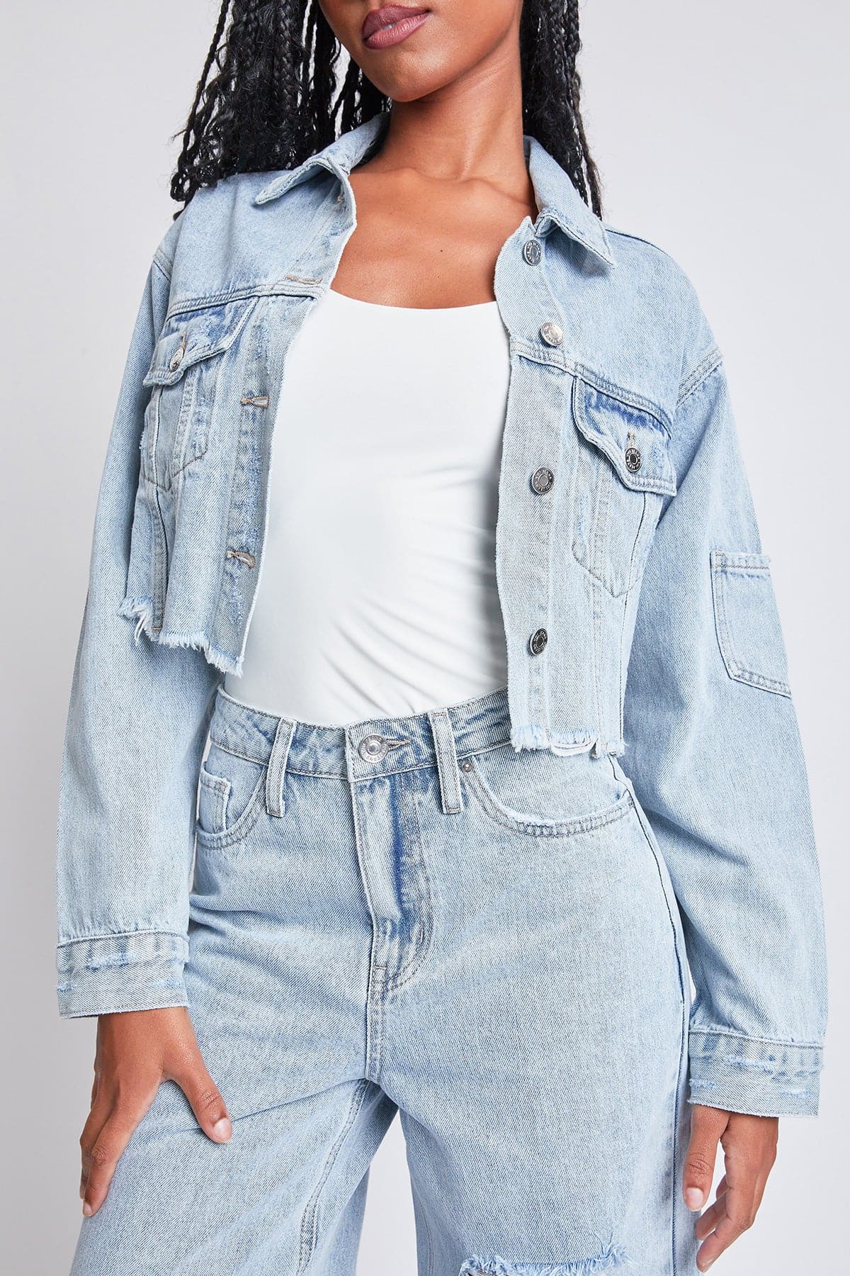 Women's Cropped Denim Jacket YMI JEANS