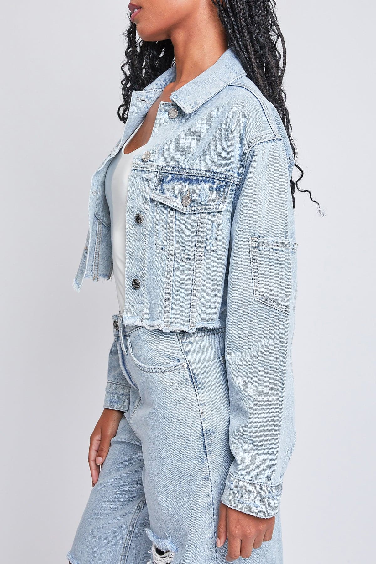 Women's Cropped Denim Jacket YMI JEANS