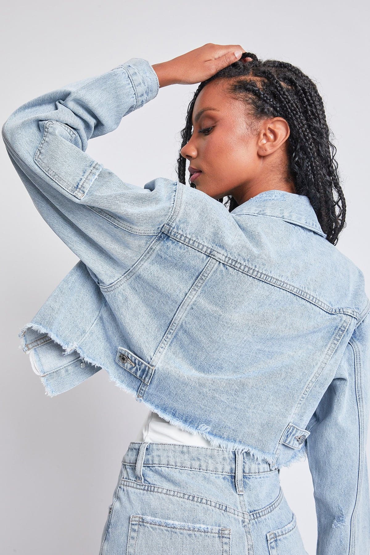 Women's Cropped Denim Jacket YMI JEANS