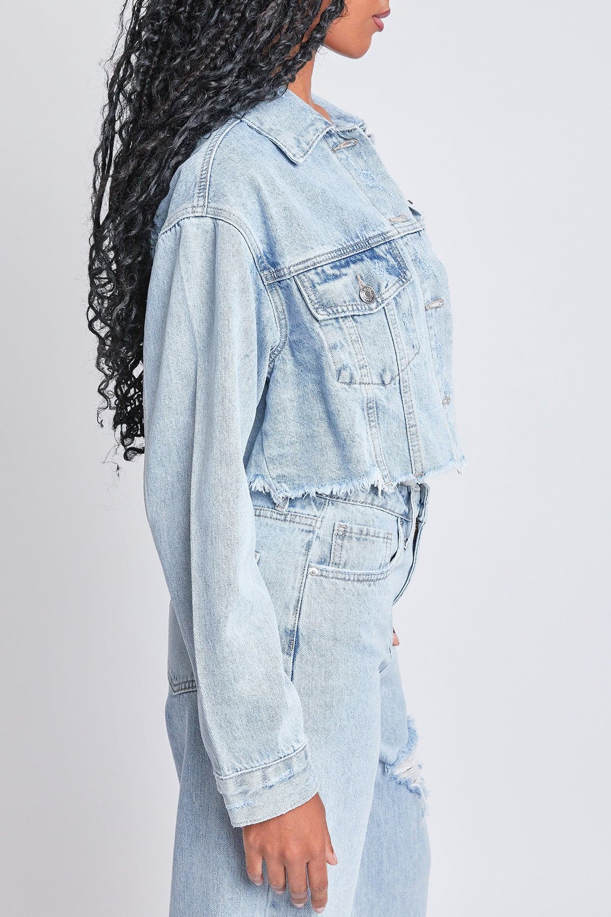 Women's Cropped Denim Jacket YMI JEANS