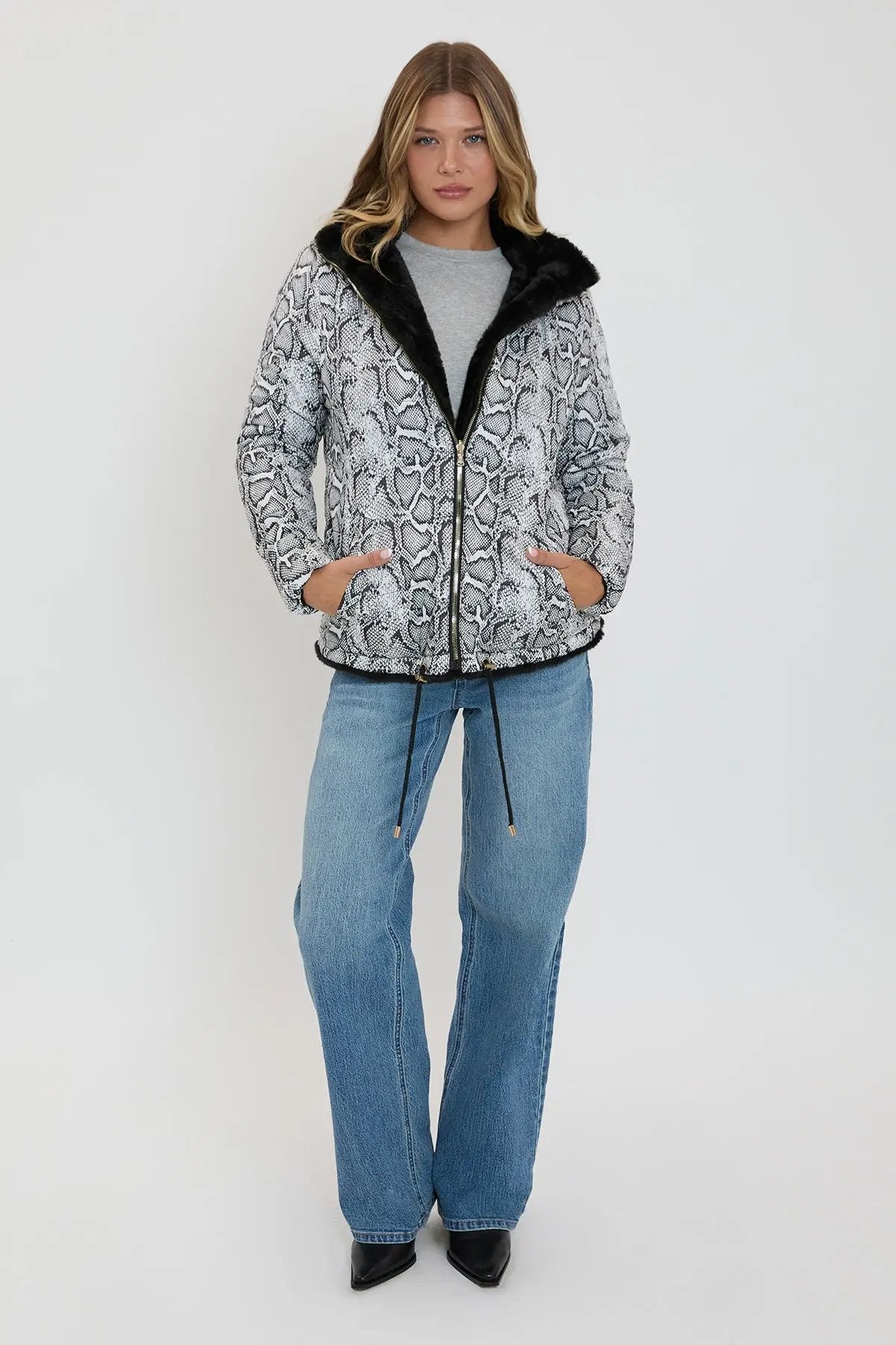 Women's Winter Faux Fur Reversible Jacket - Love Salve