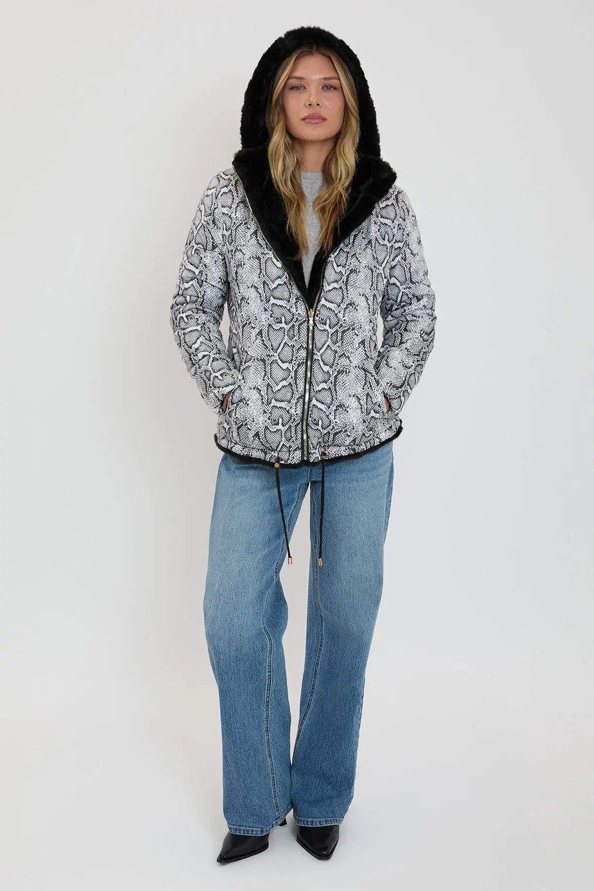 Women's Winter Faux Fur Reversible Jacket - Love Salve