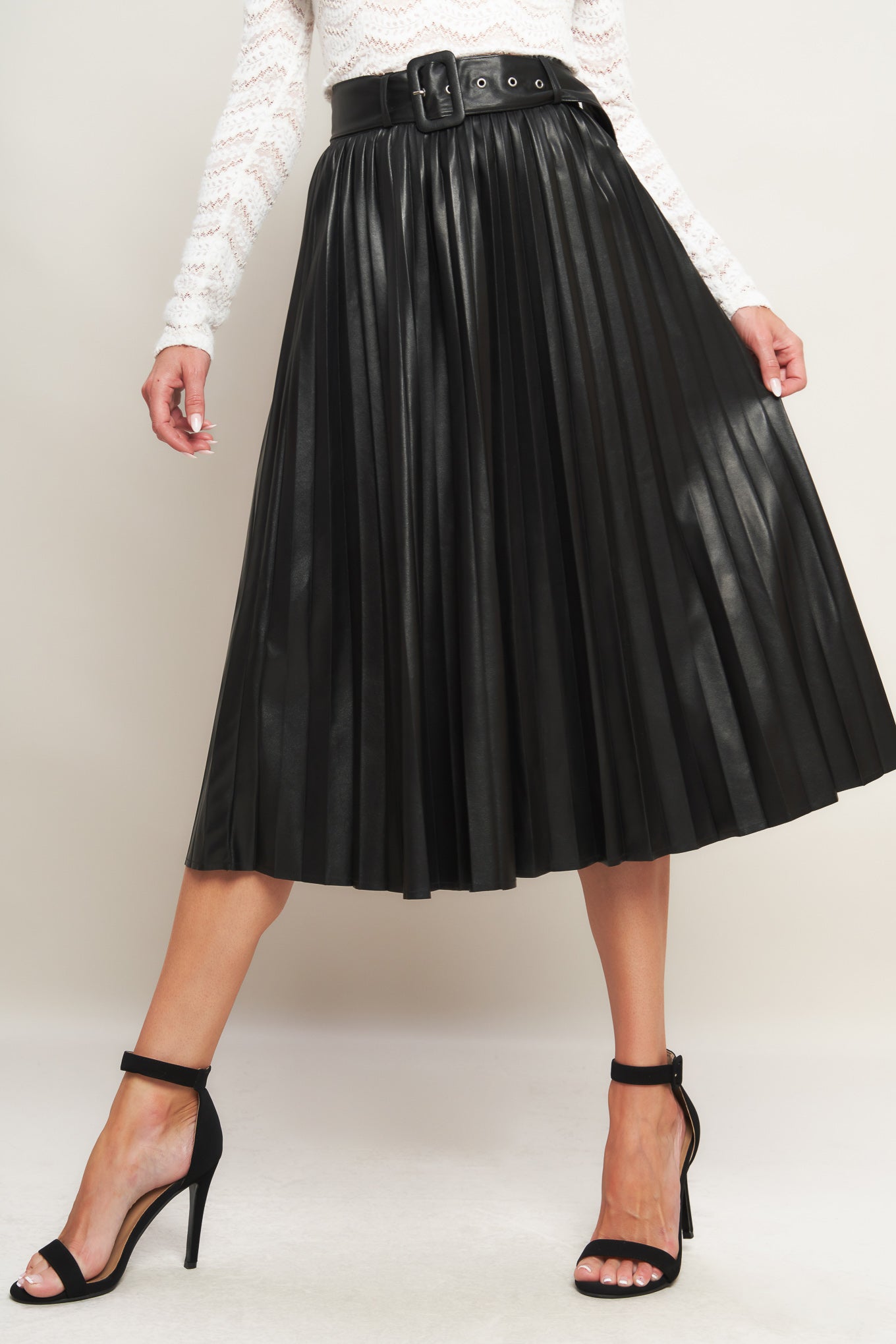 YOU FILL MY LIFE WITH LEATHER MIDI SKIRT Flying Tomato
