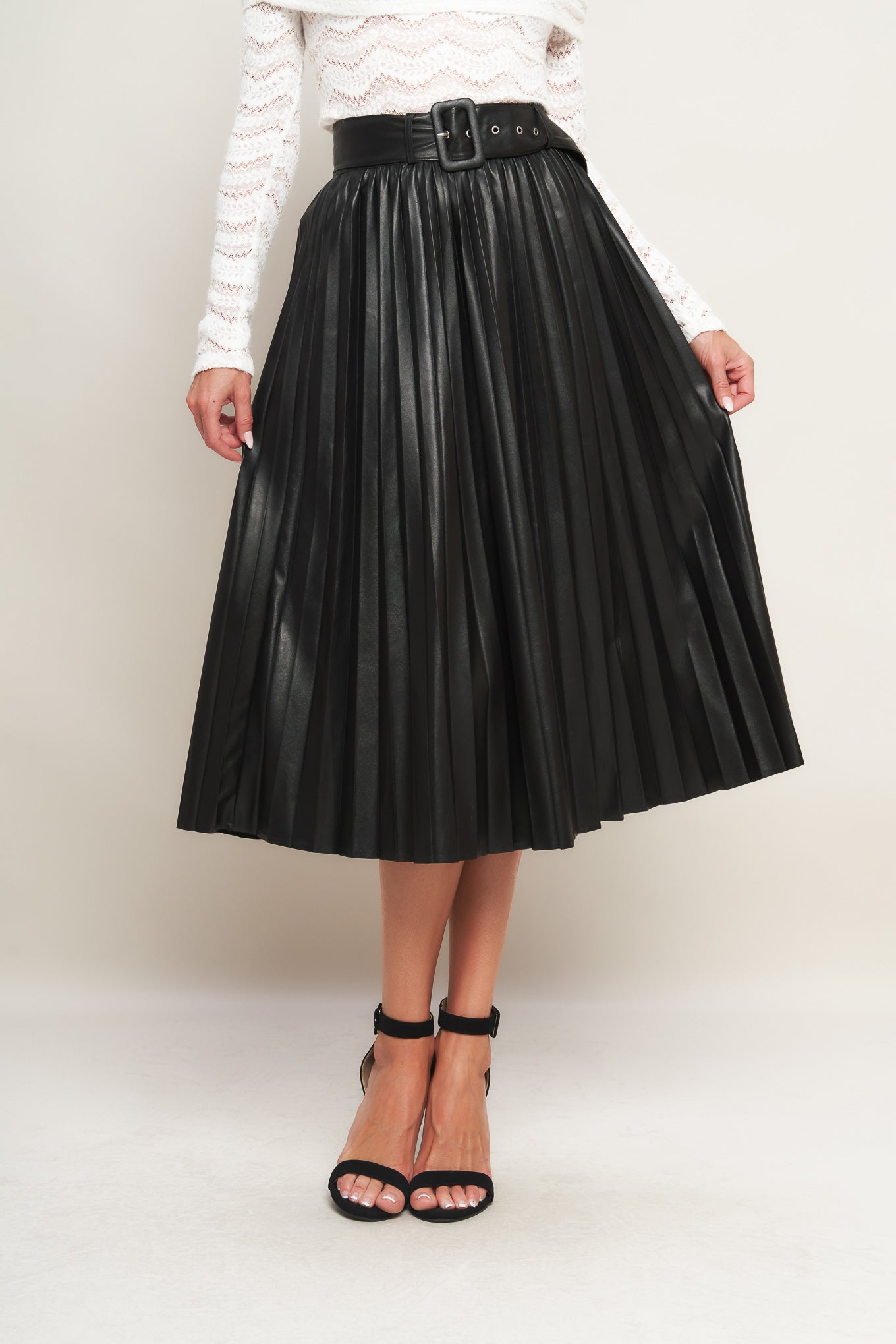 YOU FILL MY LIFE WITH LEATHER MIDI SKIRT Flying Tomato