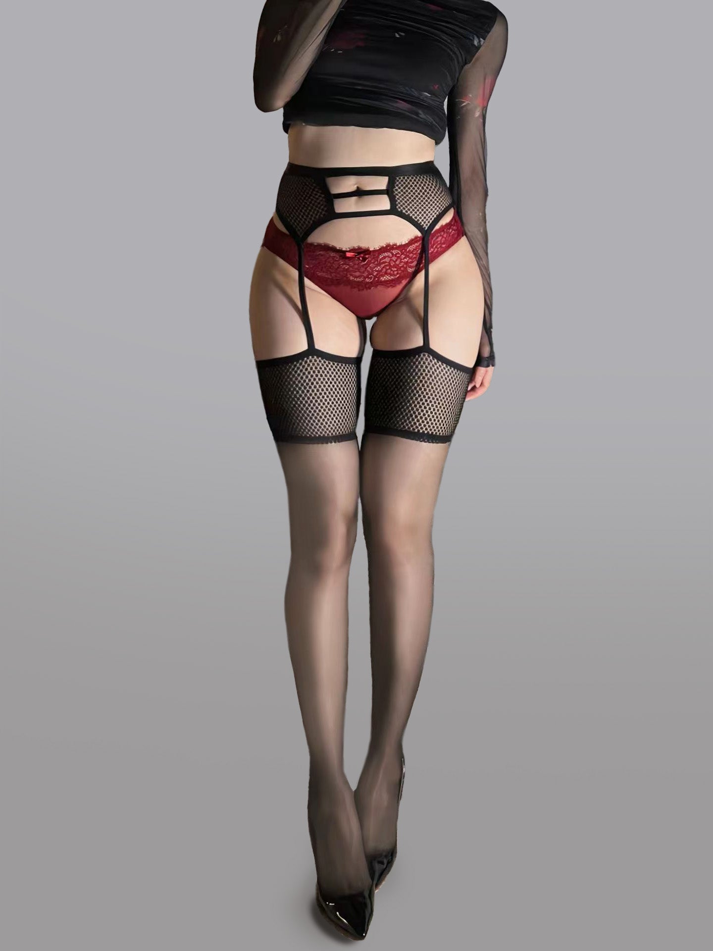 Sexy Garter Waist Cincher Thigh High Stockings Hello.LA.Girl