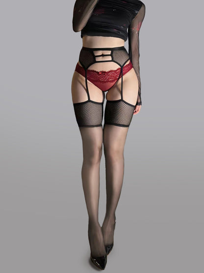 Sexy Garter Waist Cincher Thigh High Stockings for Women