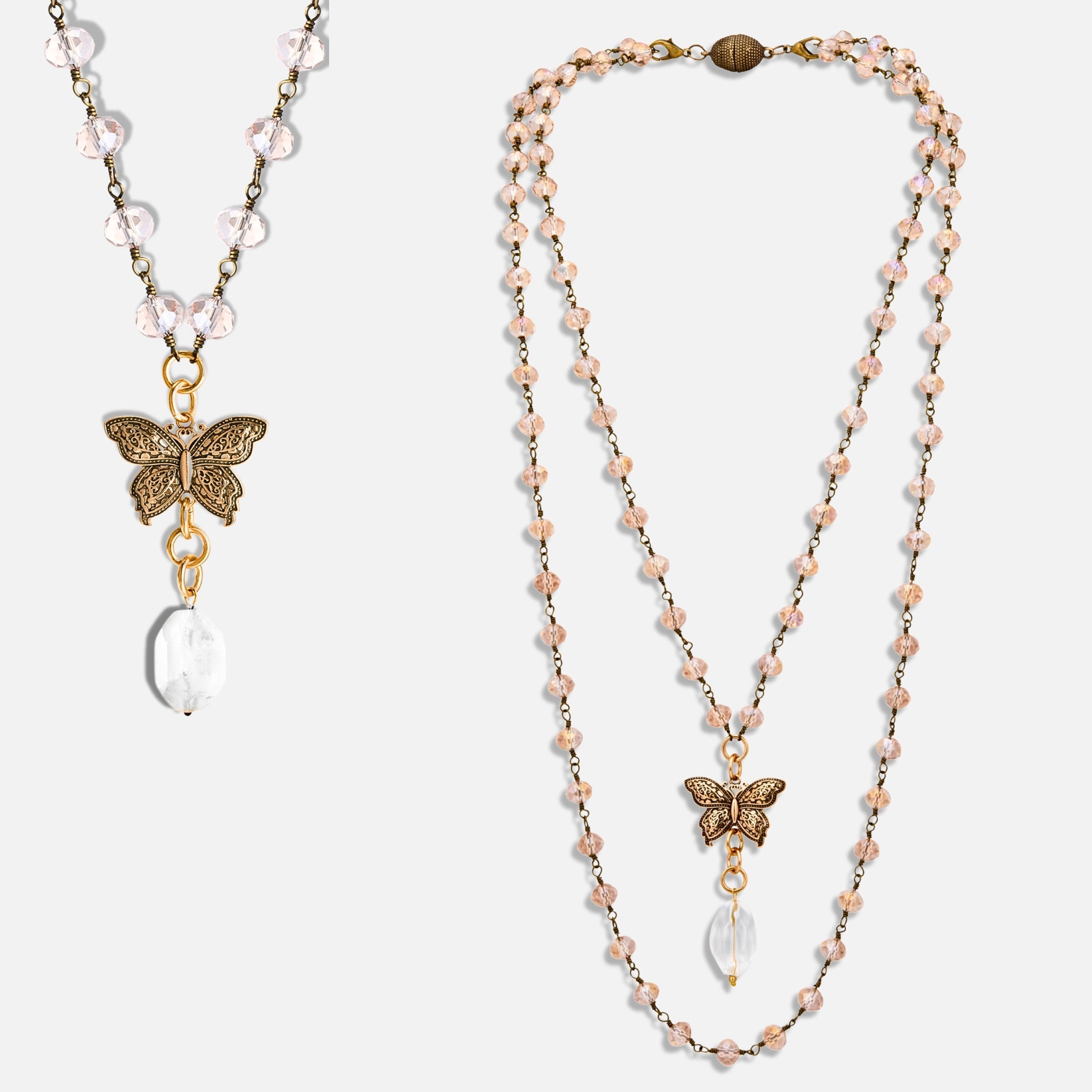 Joy Butterfly Long Rosary Chain Necklace Katia Designs