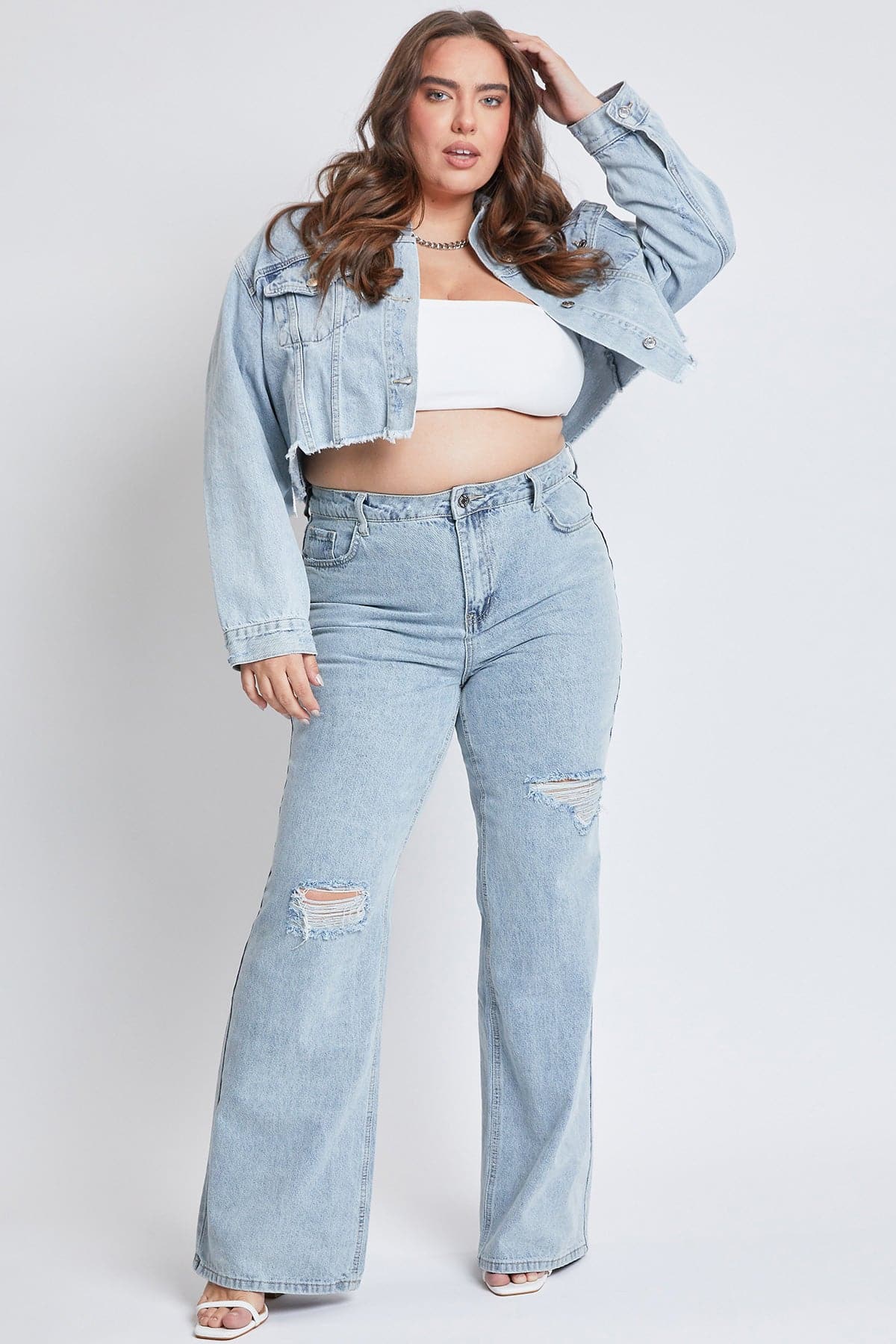 Women's Plus High Rise Relaxed Wide Leg Jeans YMI JEANS